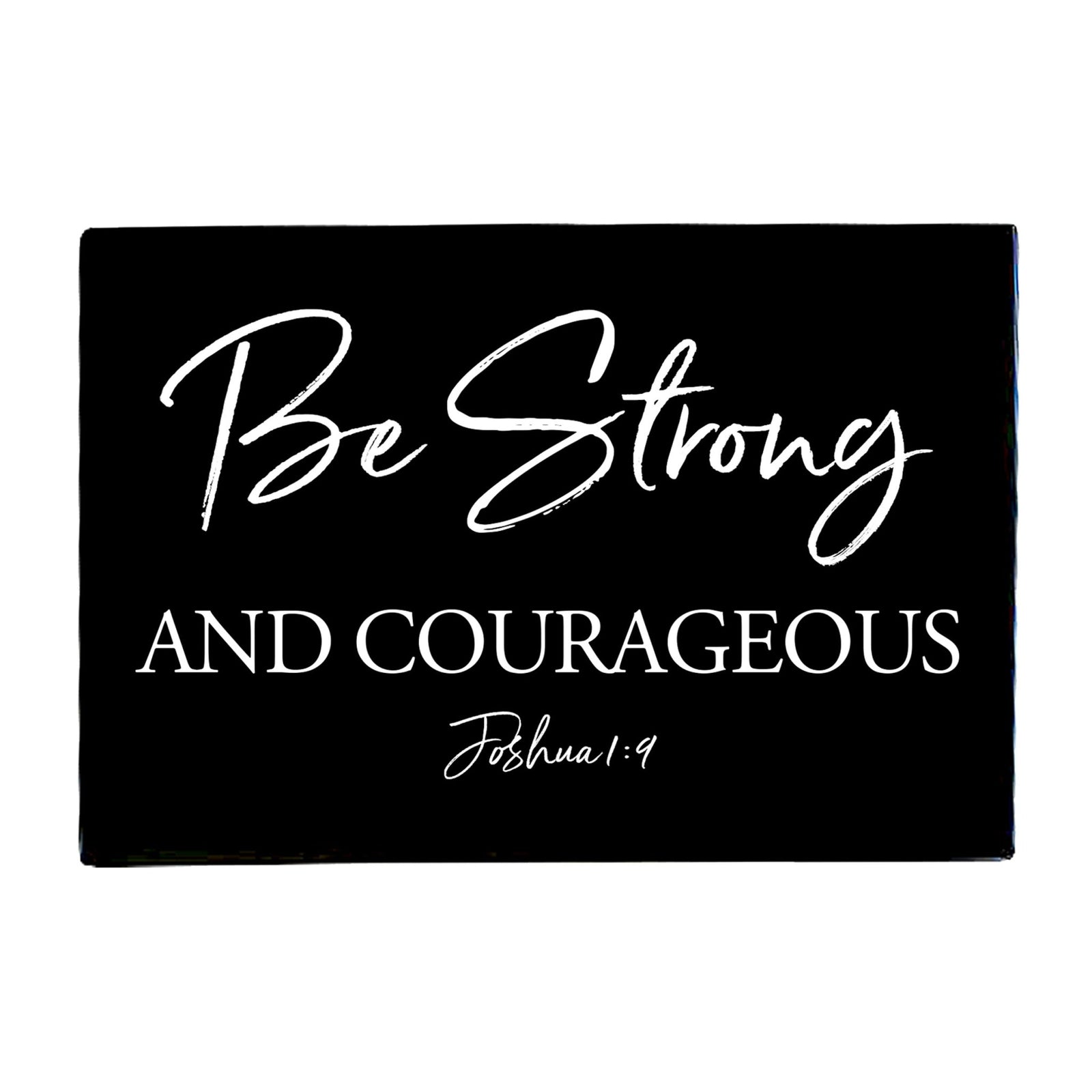 Wood Wall Sign with Inspirational Bible Verse Be Strong & Courageous Table Top Home Office Desk Decoration 5.5x8in - LifeSong Milestones