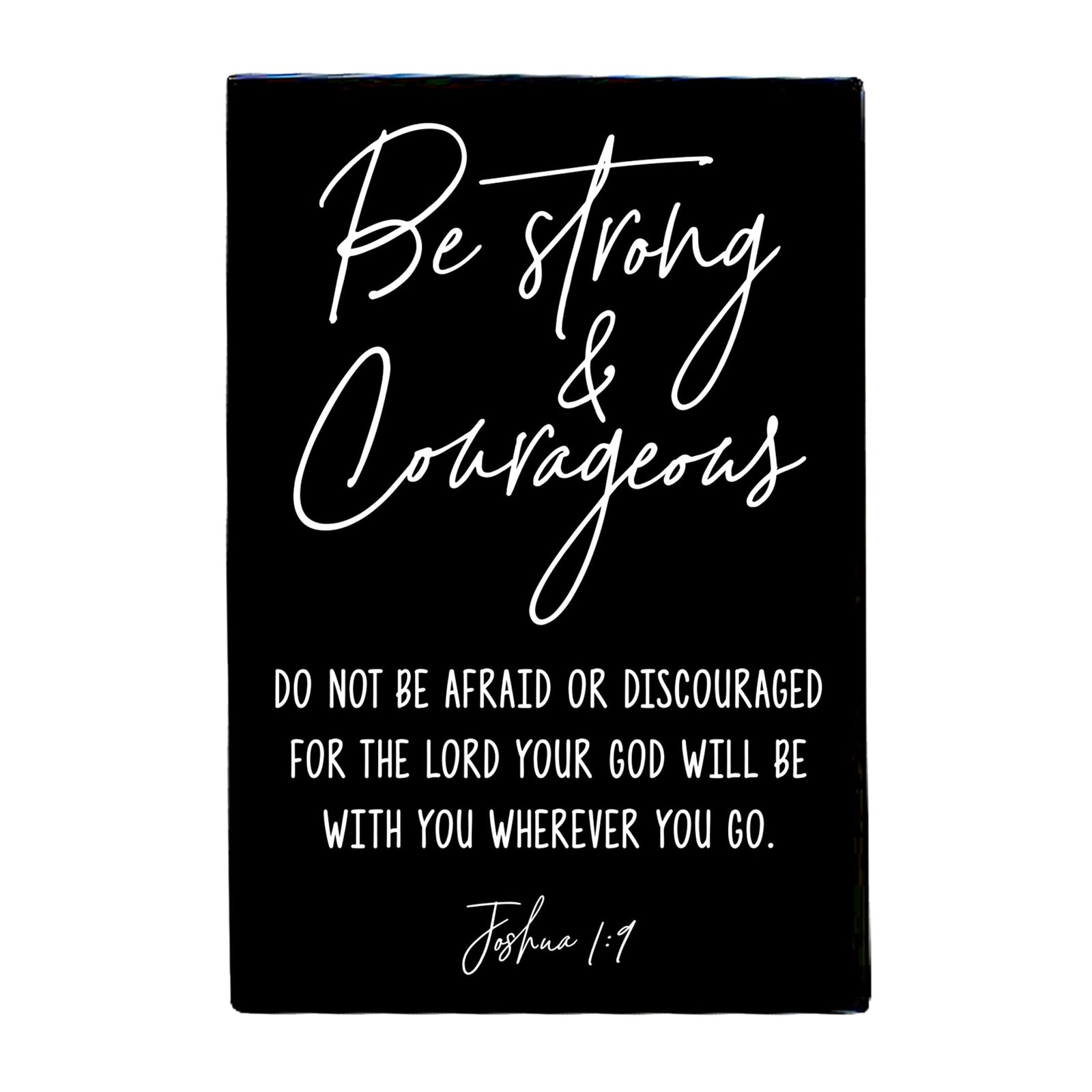 Wood Wall Sign with Inspirational Bible Verse Be Strong & Courageous Table Top Home Office Desk Decoration 5.5x8in - LifeSong Milestones
