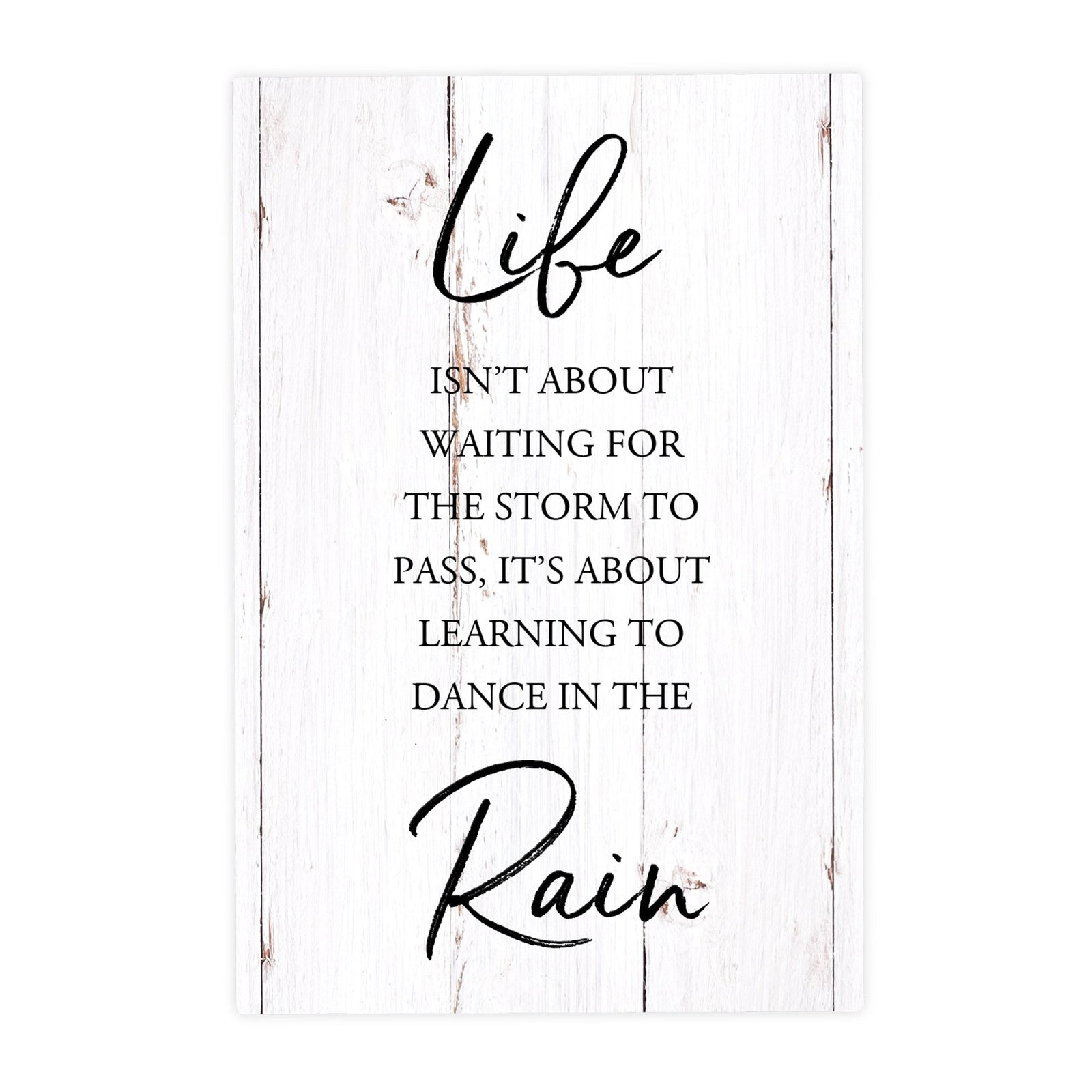 Wood Wall Sign with Inspirational Quote Life Isn’t About Waiting Table Top Home Office Desk Decoration 5.5x8in - LifeSong Milestones