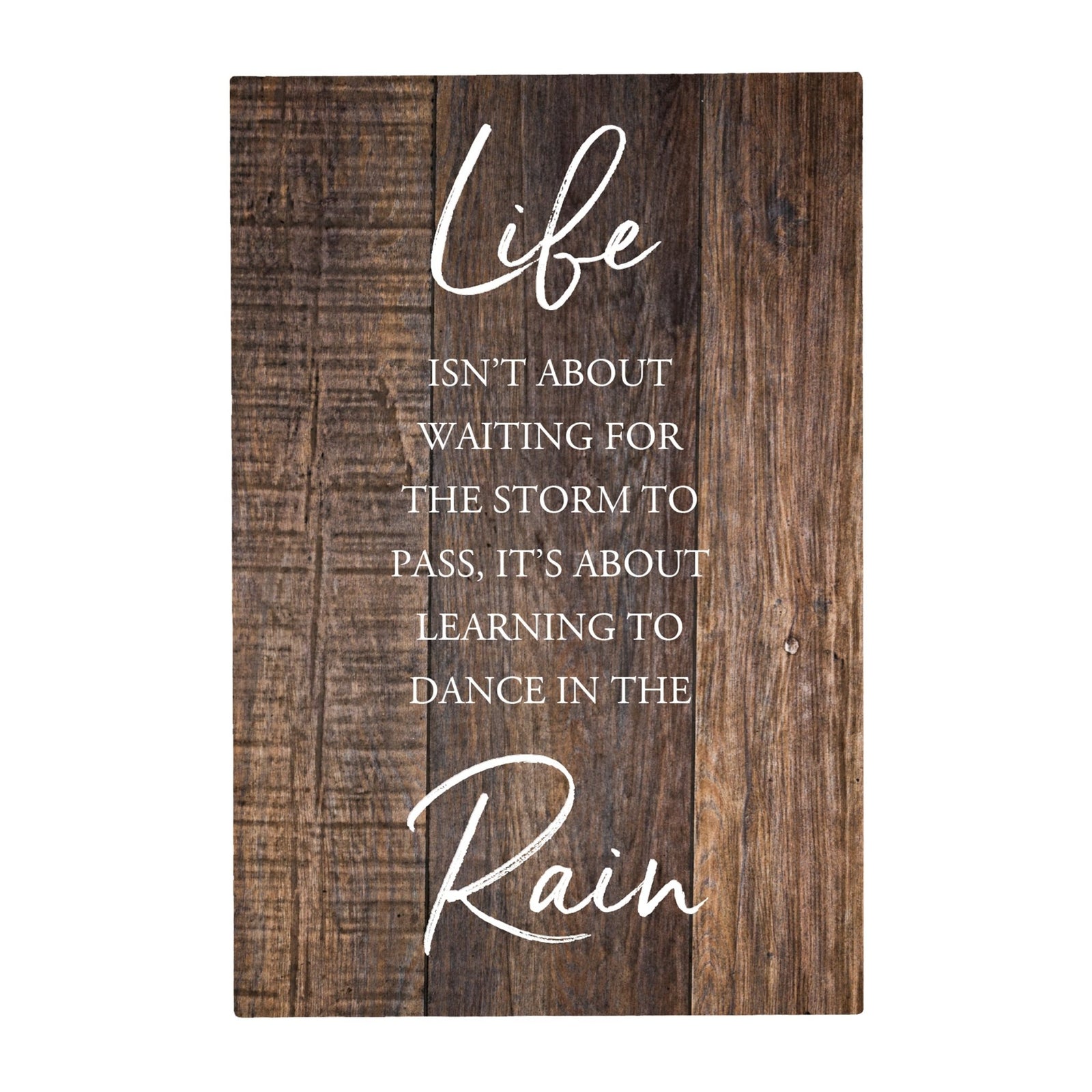 Wood Wall Sign with Inspirational Quote Life Isn’t About Waiting Table Top Home Office Desk Decoration 5.5x8in - LifeSong Milestones
