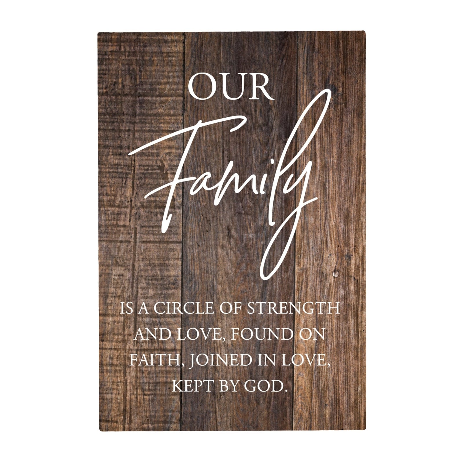 Wood Wall Sign with Inspirational Quote Our Family Is A Circle Table Top Home Office Desk Decoration 5.5x8in - LifeSong Milestones
