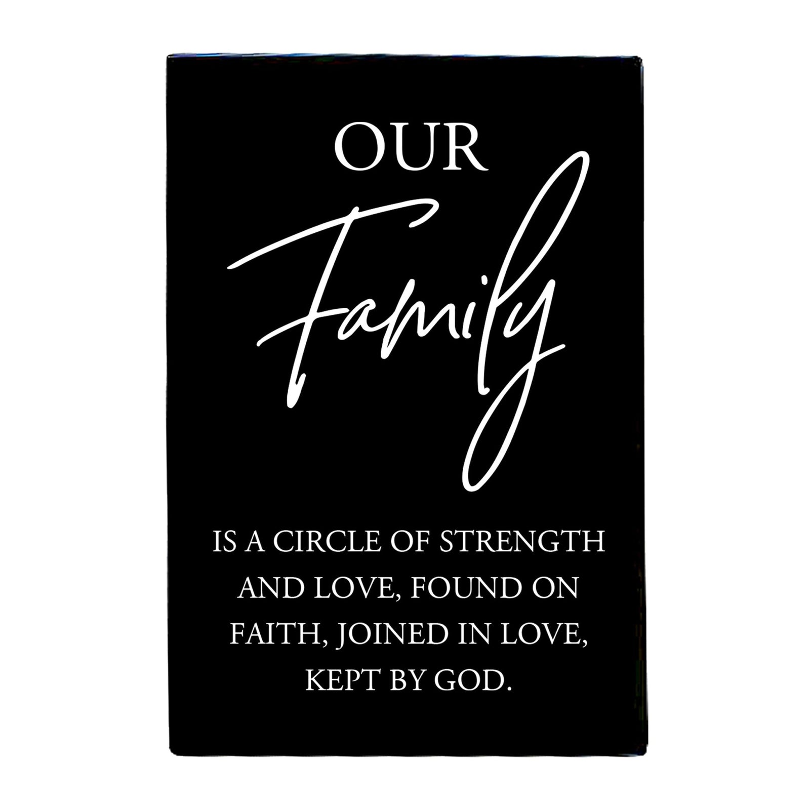 Wood Wall Sign with Inspirational Quote Our Family Is A Circle Table Top Home Office Desk Decoration 5.5x8in - LifeSong Milestones