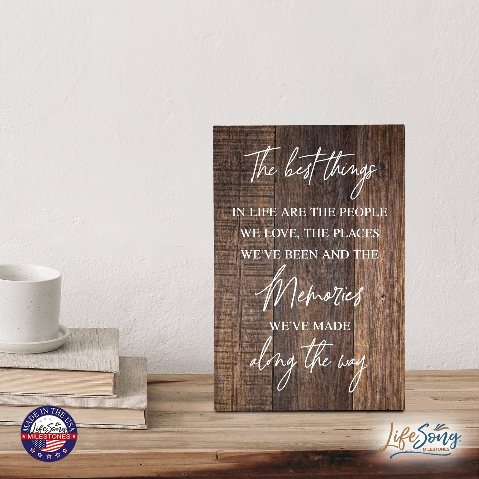 Wood Wall Sign with Inspirational Quote Way Maker Miracle Worker Table Top Home Office Desk Decoration 5.5x8in - LifeSong Milestones