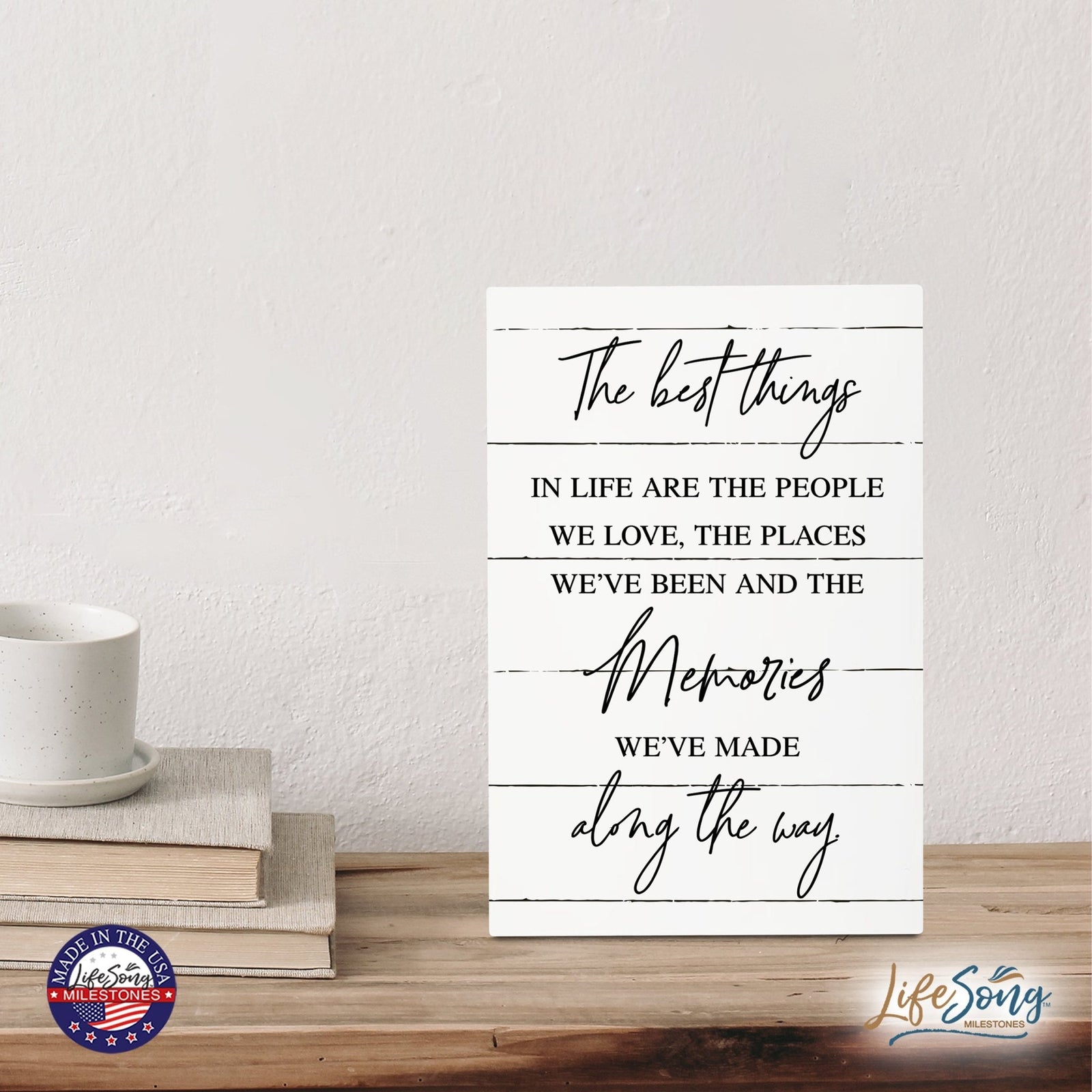 Wood Wall Sign with Inspirational Quote Way Maker Miracle Worker Table Top Home Office Desk Decoration 5.5x8in - LifeSong Milestones