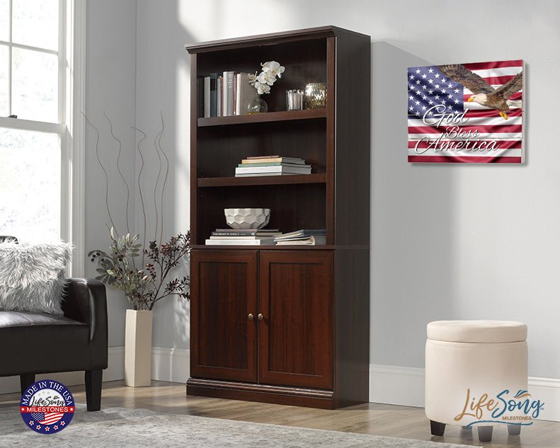 Wooden American Flag Patriotic Veteran Wall Sign Gift - God Bless - LifeSong Milestones