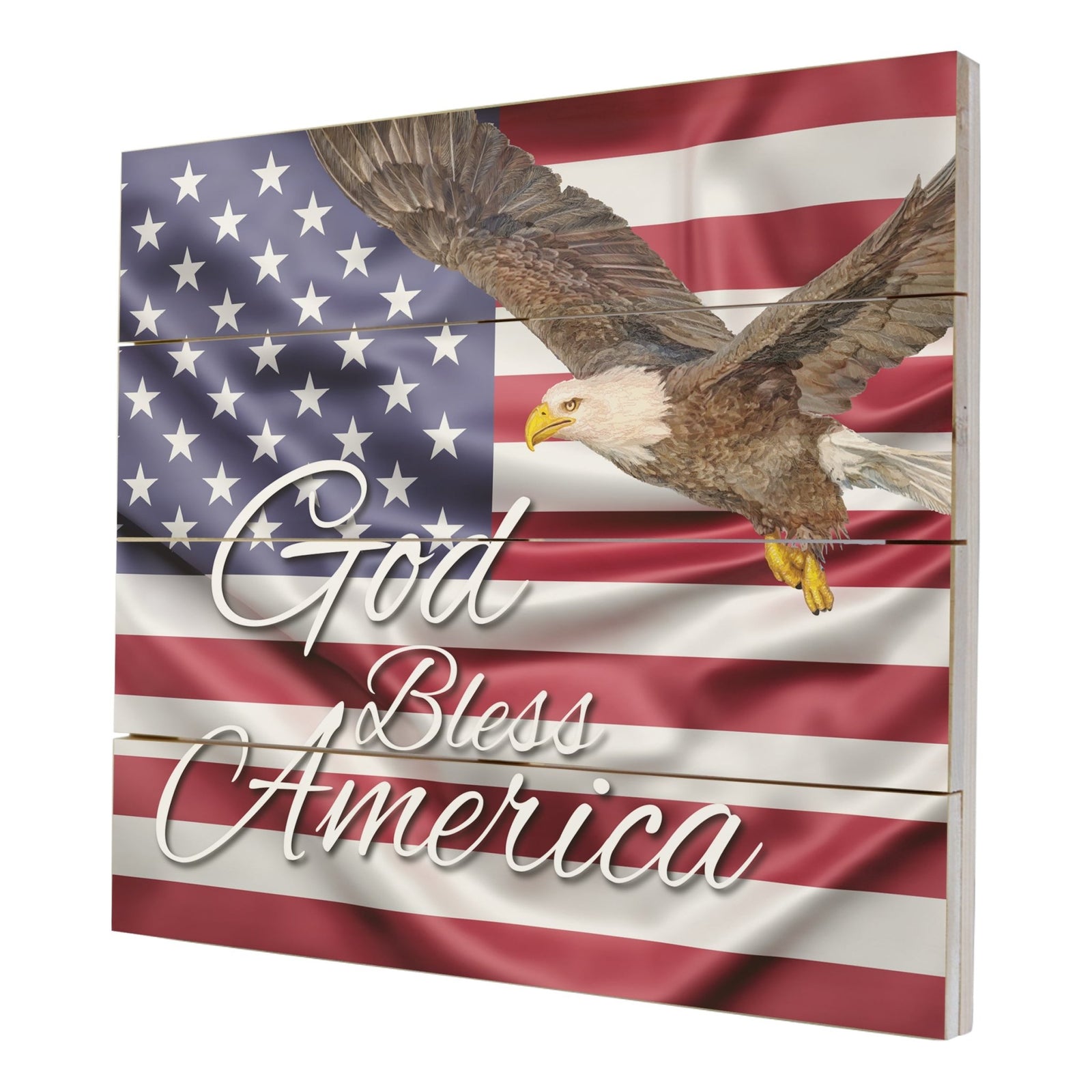 Wooden American Flag Patriotic Veteran Wall Sign Gift - God Bless - LifeSong Milestones