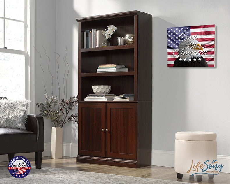 Wooden American Flag Patriotic Veteran Wall Sign Gift - God Bless Stars - LifeSong Milestones