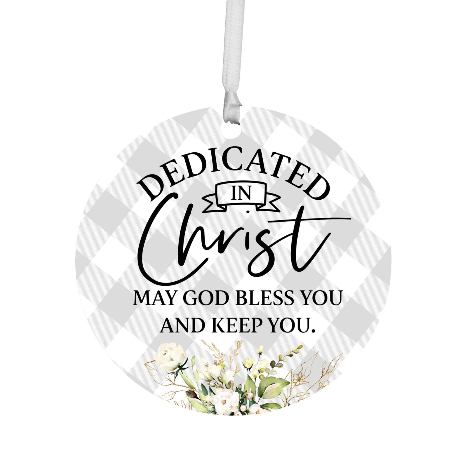 Wooden Baptism Hanging Ornament Gift for Godchild - Dedicated In Christ - LifeSong Milestones