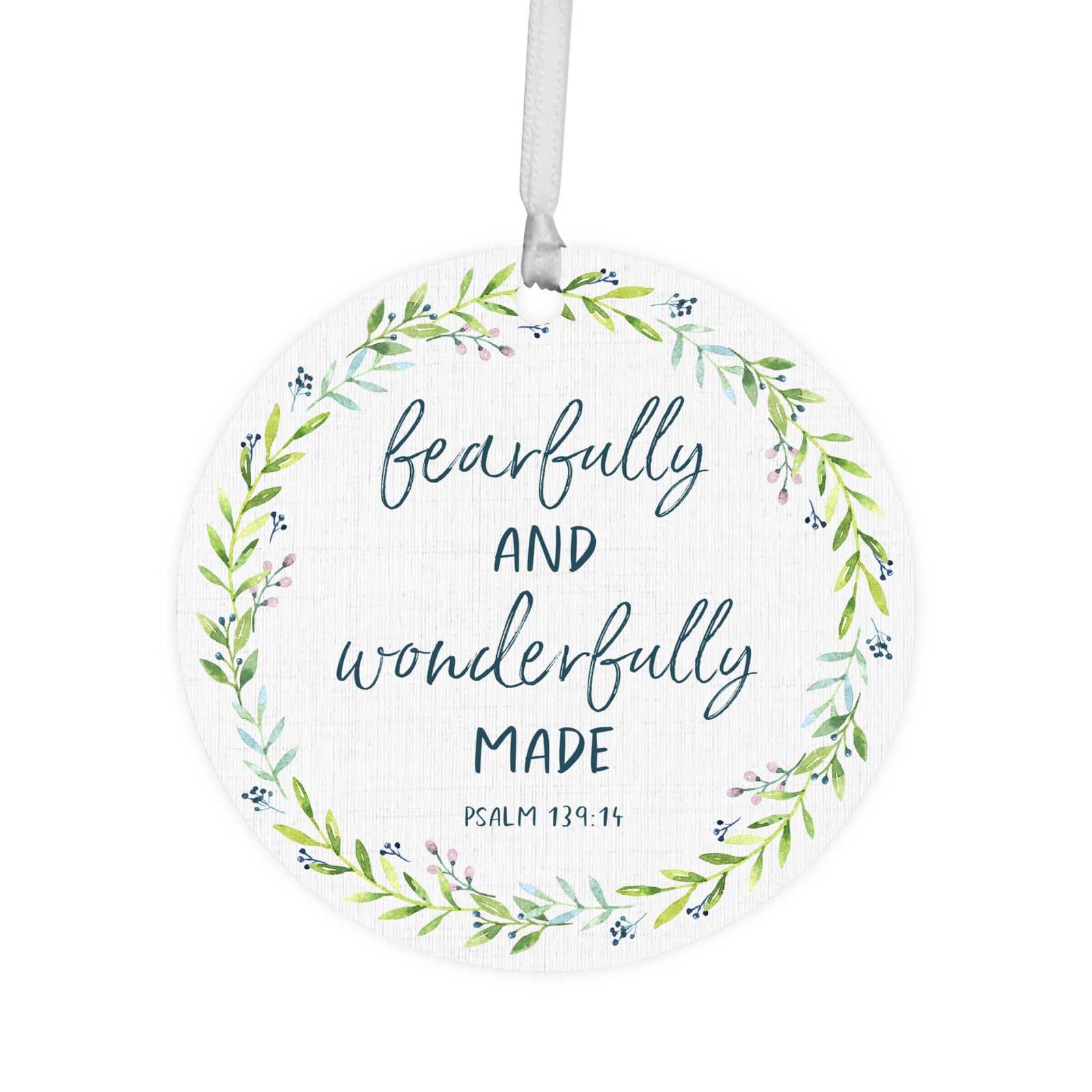 Wooden Baptism Hanging Ornament Gift for Godchild - Fearfully and Wonderfully Made - LifeSong Milestones