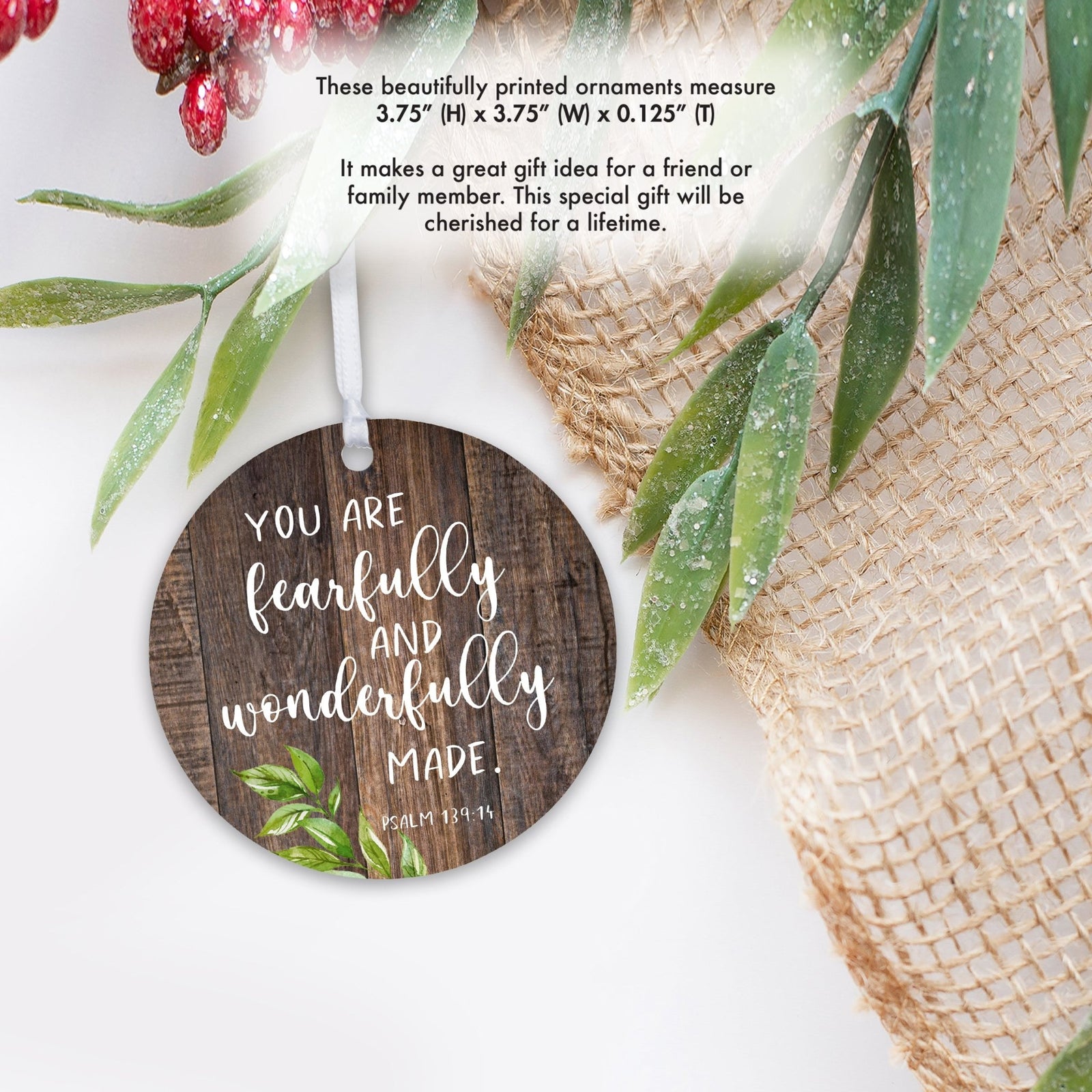 Wooden Baptism Hanging Ornament Gift for Godchild - You Are Fearfully and Wonderfully - LifeSong Milestones