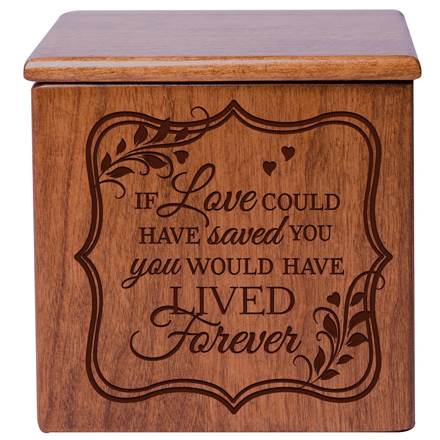 Decorative Memorial Tabletop Wooden Urn Box for Human Ashes