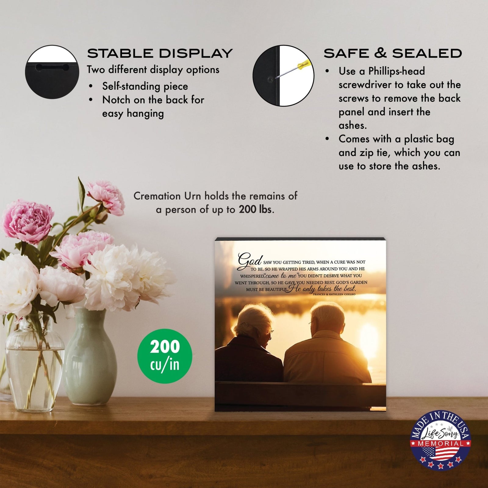 Wooden Cremation Urn for Adult Ashes – Elegant Wood Keepsake Urn & Sympathy Gift - LifeSong Milestones