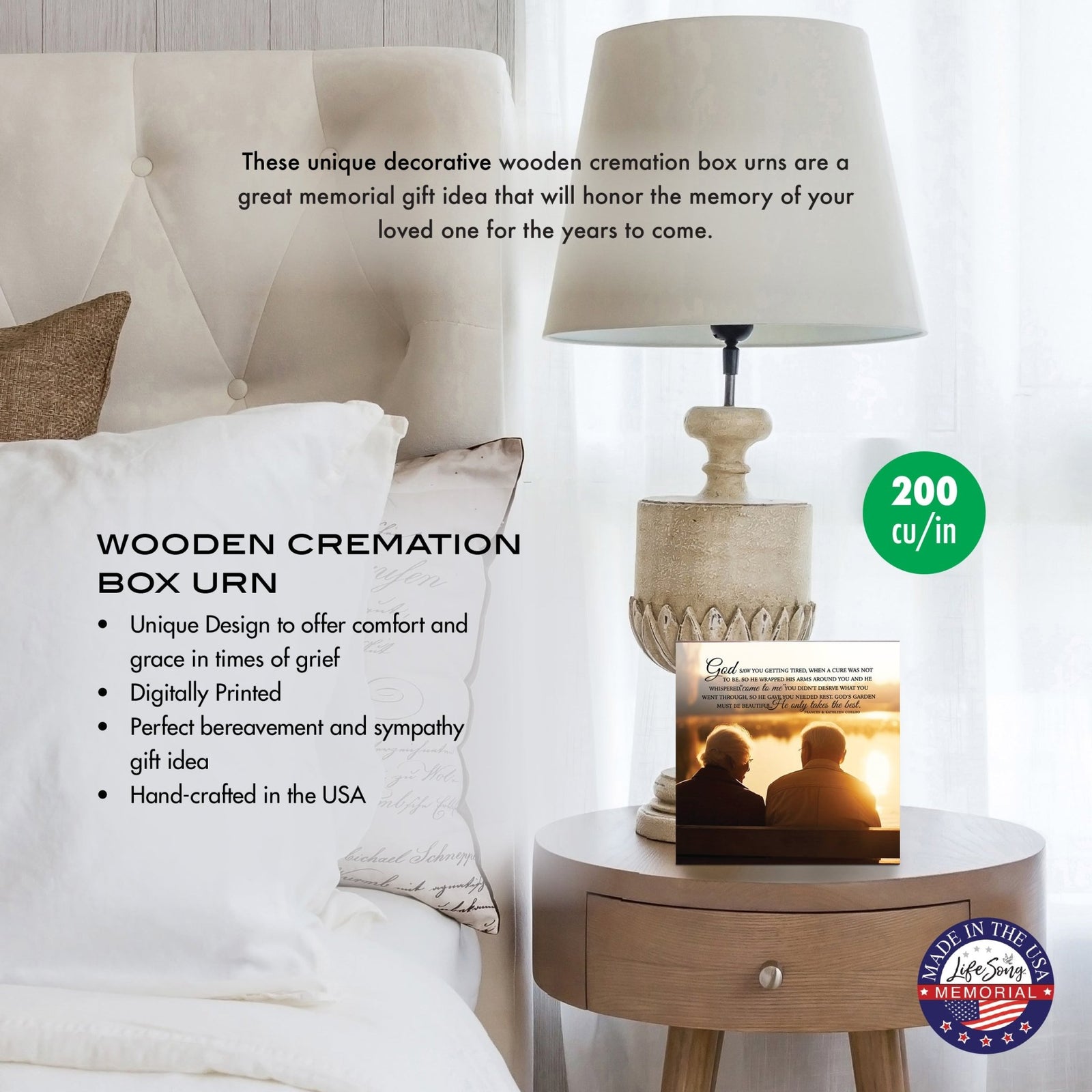 Wooden Cremation Urn for Adult Ashes – Elegant Wood Keepsake Urn & Sympathy Gift - LifeSong Milestones