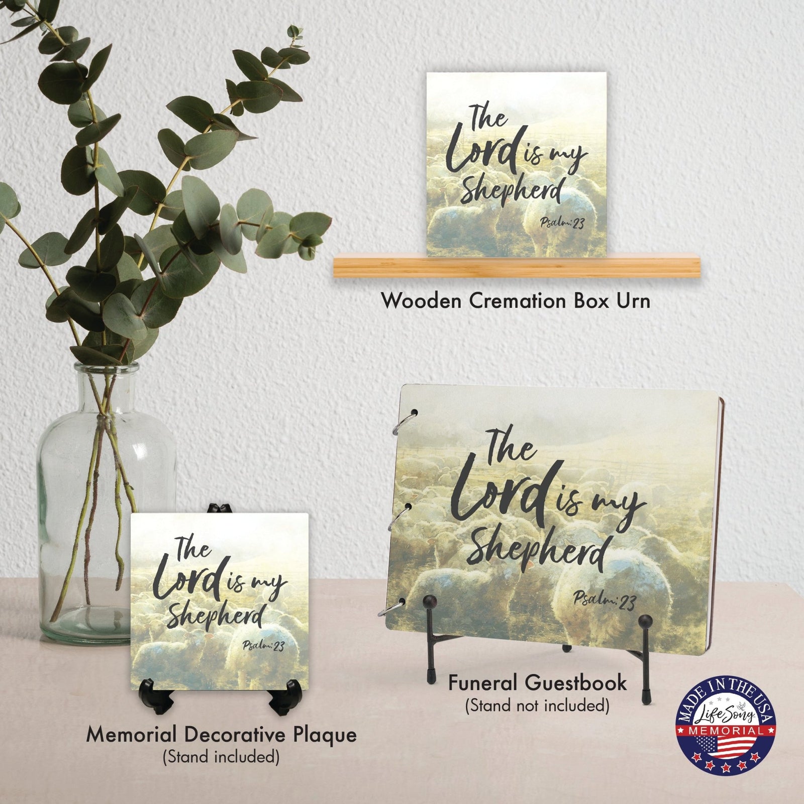 Wooden Cremation Urn for Human Ashes – Psalm 23 The Lord Is My Shepherd Keepsake Box - LifeSong Milestones