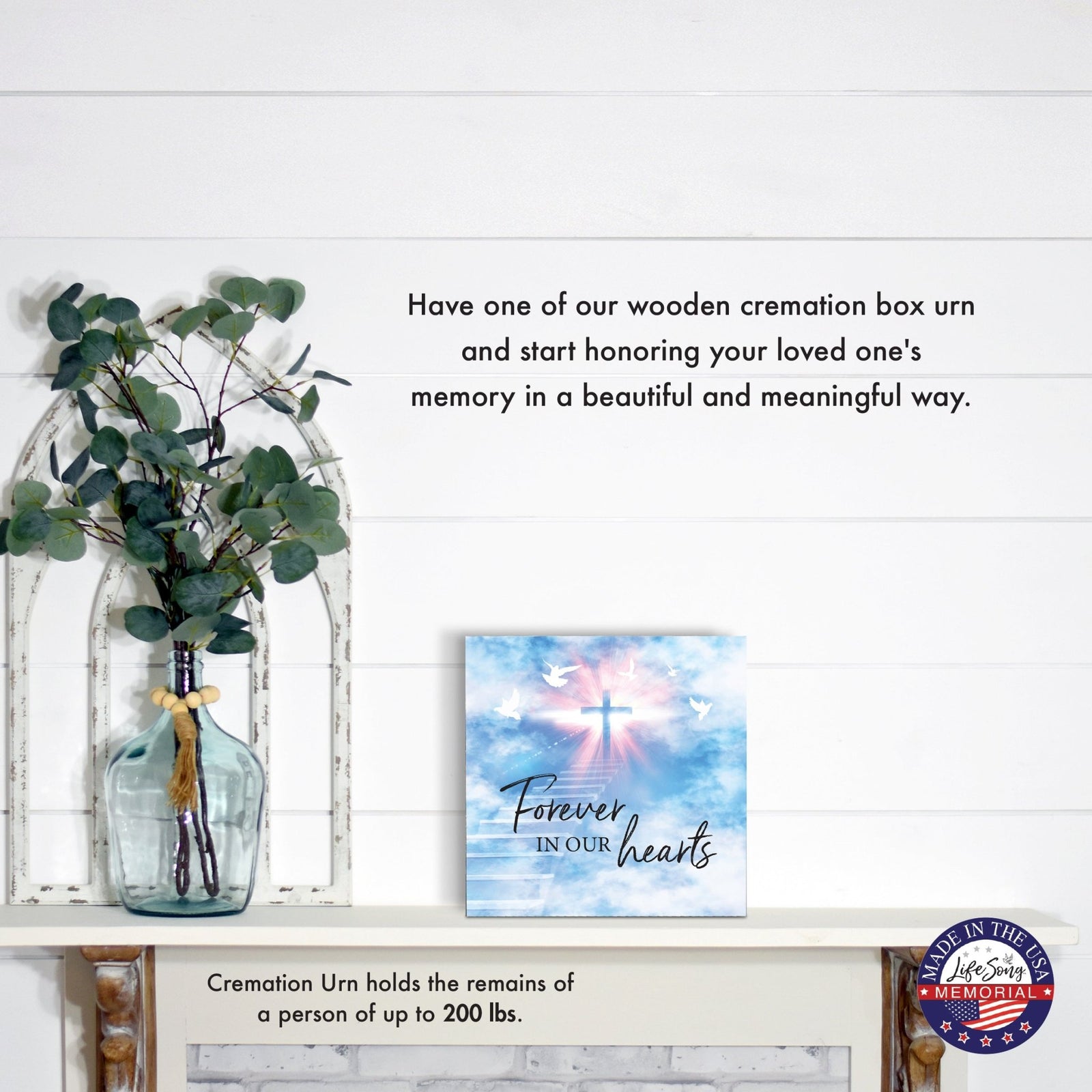 Wooden Cremation Urn – “Forever in Our Hearts” Memorial Keepsake for Human Ashes - LifeSong Milestones