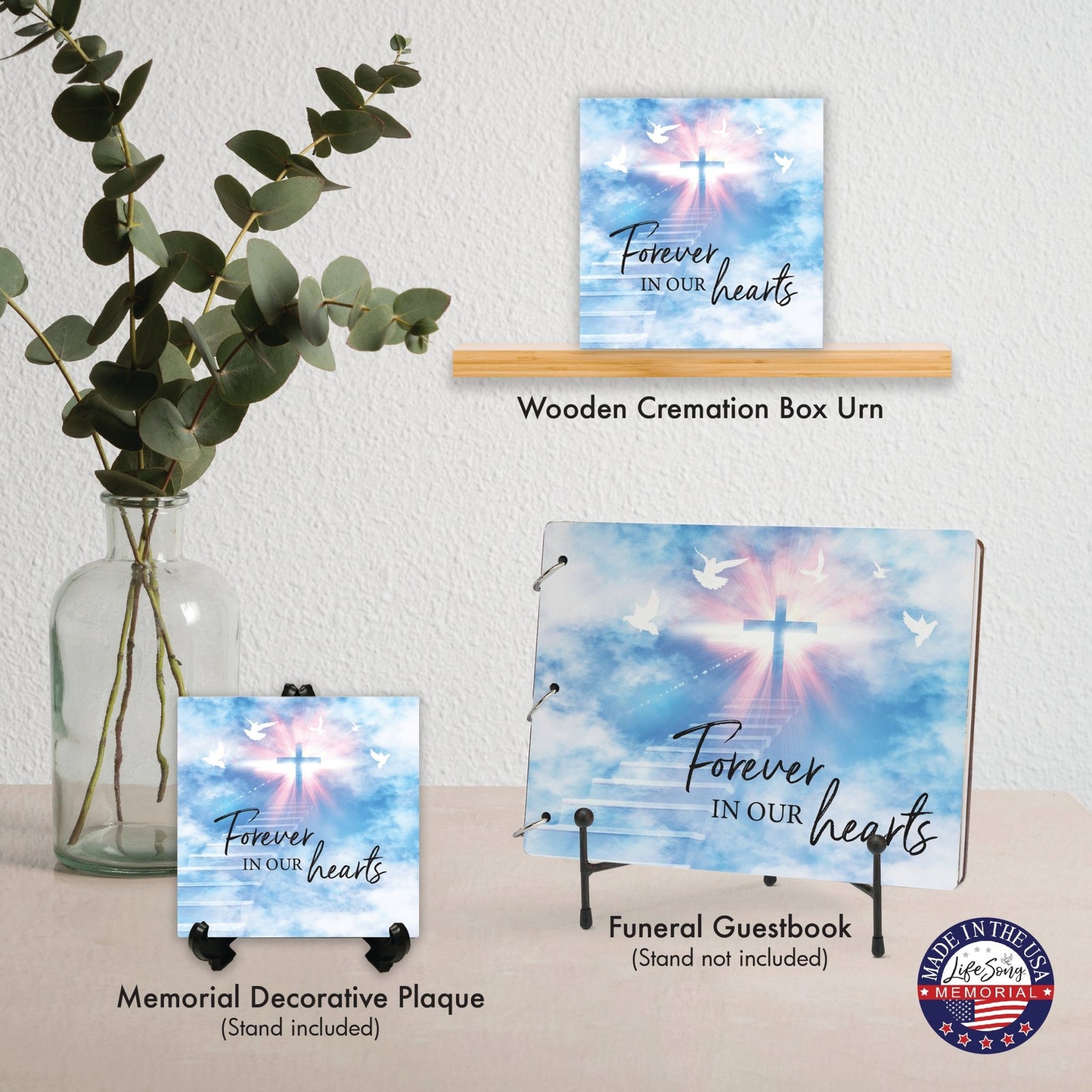 Wooden Cremation Urn – “Forever in Our Hearts” Memorial Keepsake for Human Ashes - LifeSong Milestones