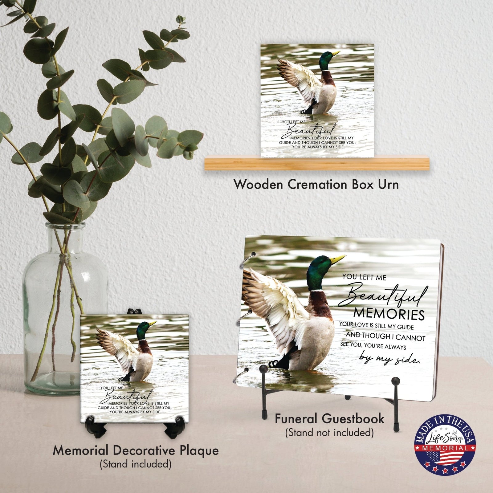 Wooden Cremation Urn – Memorial Keepsake for Human Ashes – “You Left Me Beautiful Memories” - LifeSong Milestones