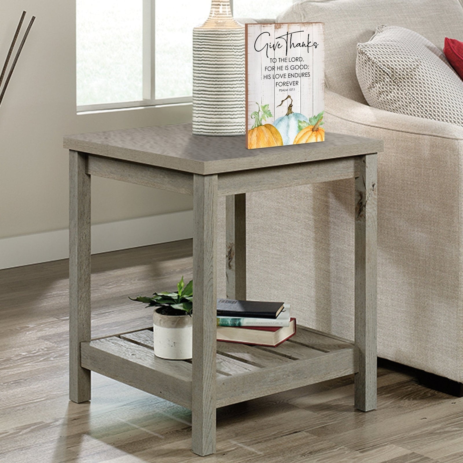 Wooden Fall Shelf Décor and Tabletop Signs for Home Decor - Give Thanks To The Lord - LifeSong Milestones