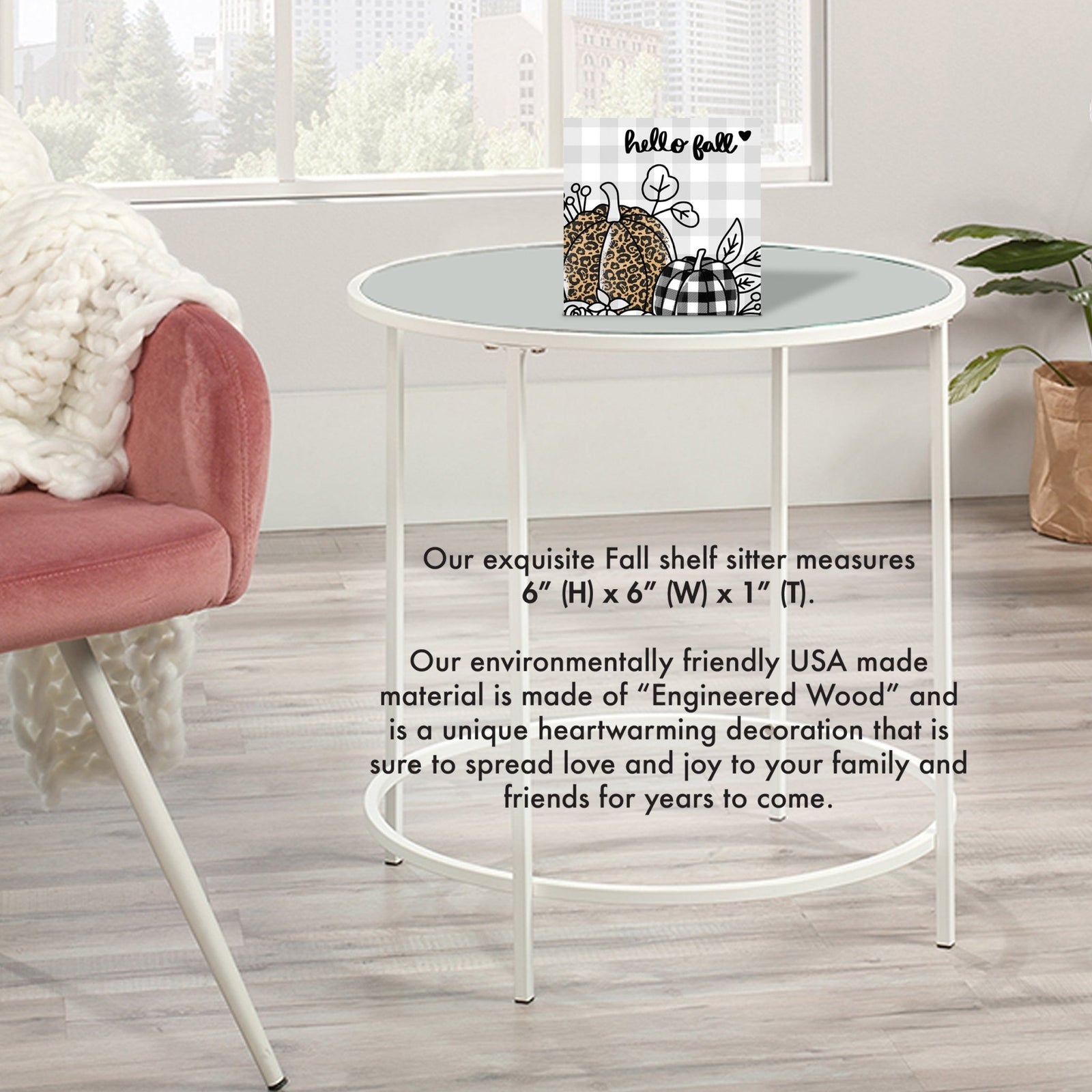 Wooden Fall Themed Unique Shelf Décor and Tabletop Signs - Hello Fall - LifeSong Milestones