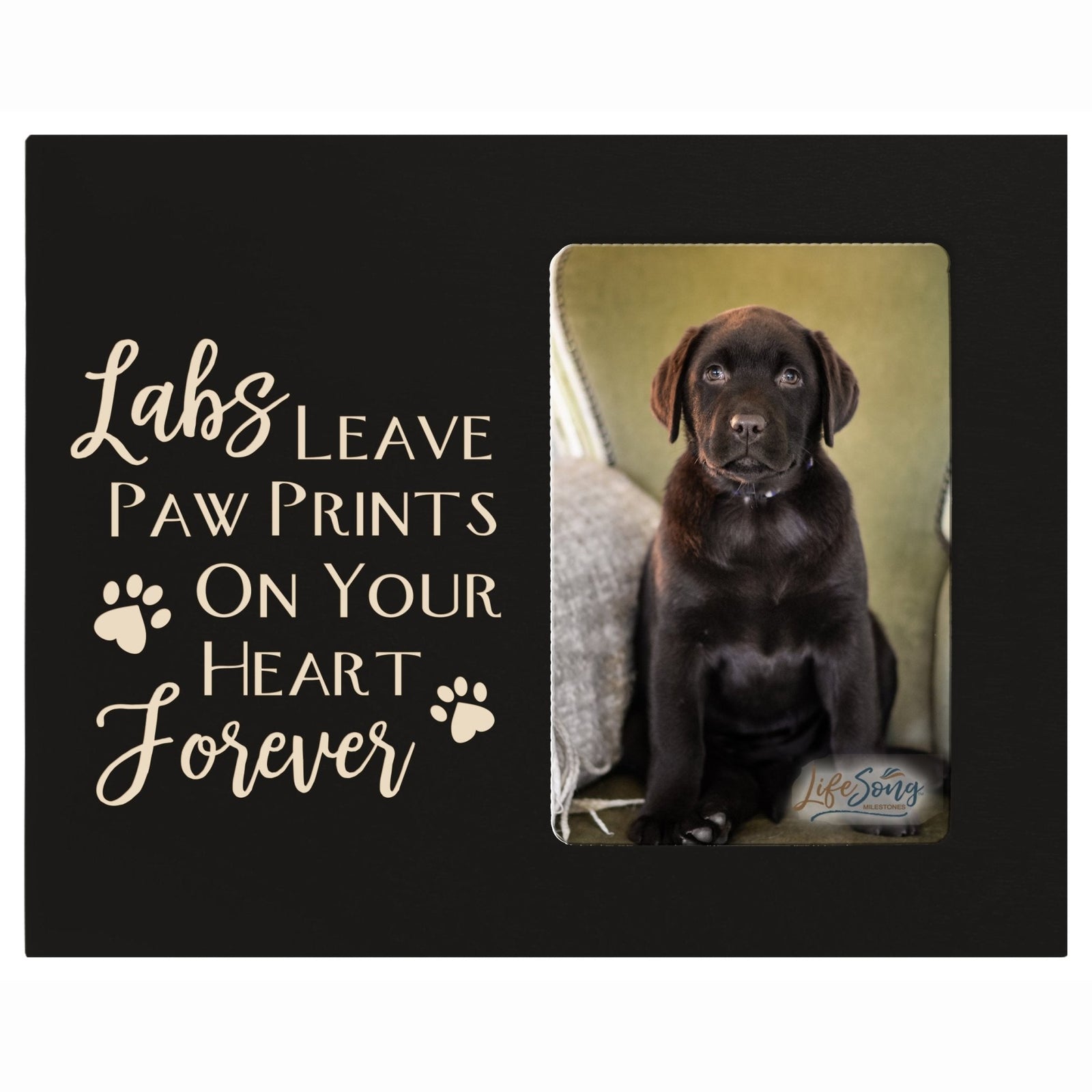 Wooden Inspirational 8x10 Picture Frame for Pet Dogs holds 4x6 photo Labs Leave Paw Prints - LifeSong Milestones