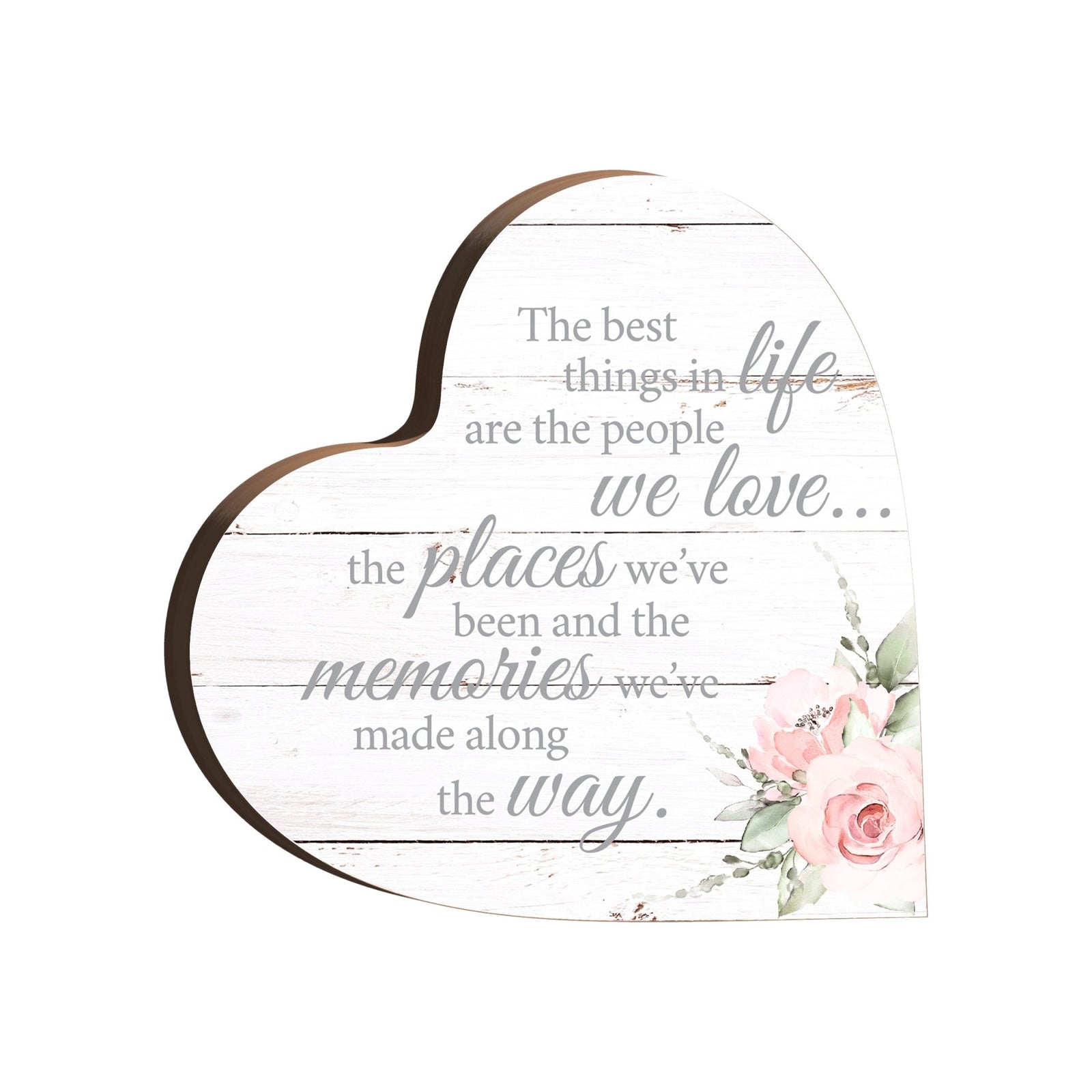Wooden Inspirational Heart Block Sign for Home Decorations - LifeSong Milestones