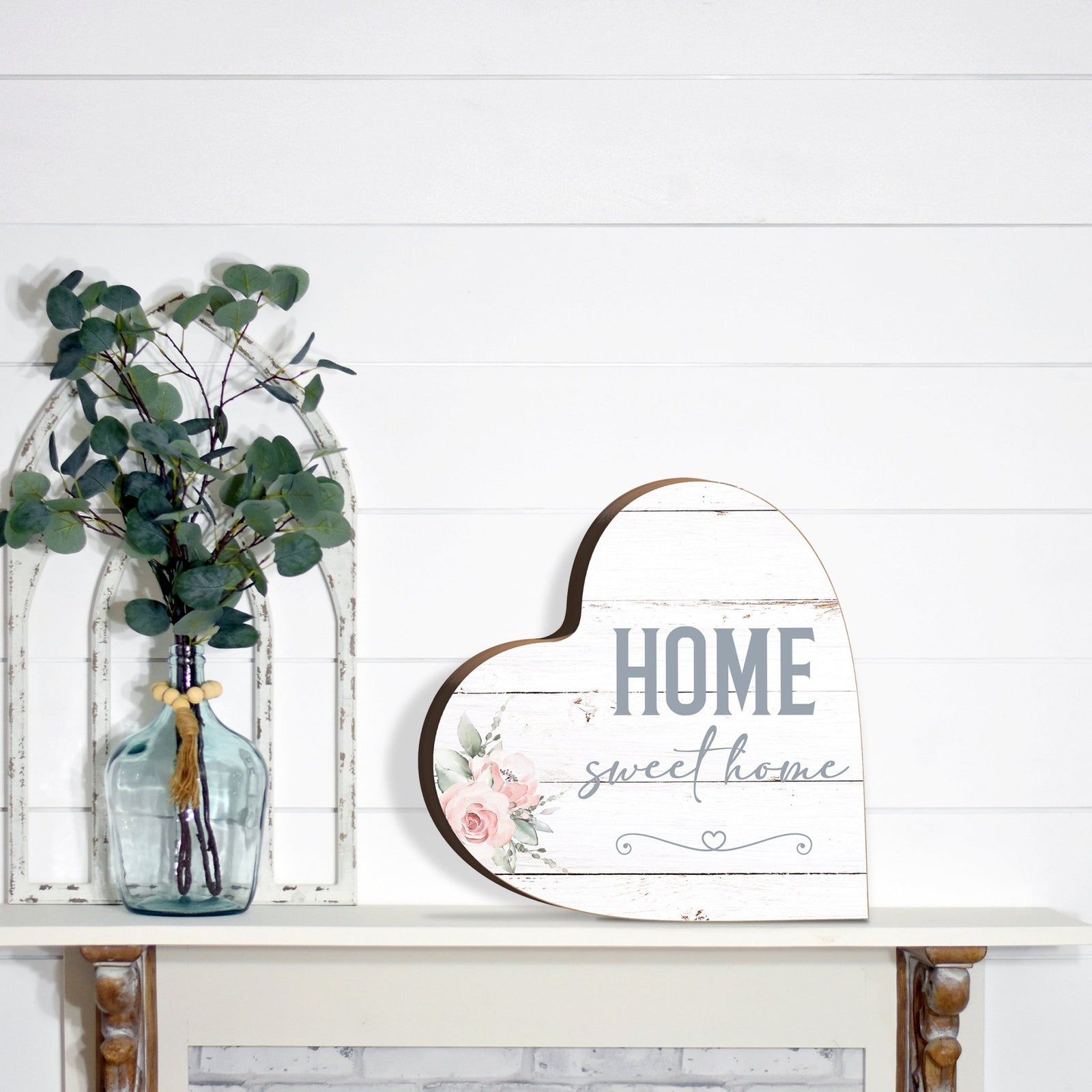 Wooden Inspirational Heart Block Sign for Home Decorations - LifeSong Milestones
