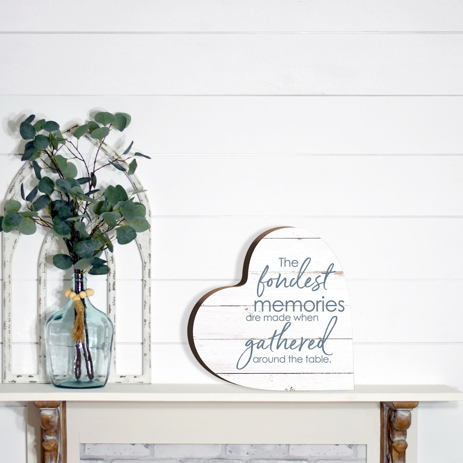 Wooden Inspirational Heart Block Sign for Home Decorations - LifeSong Milestones