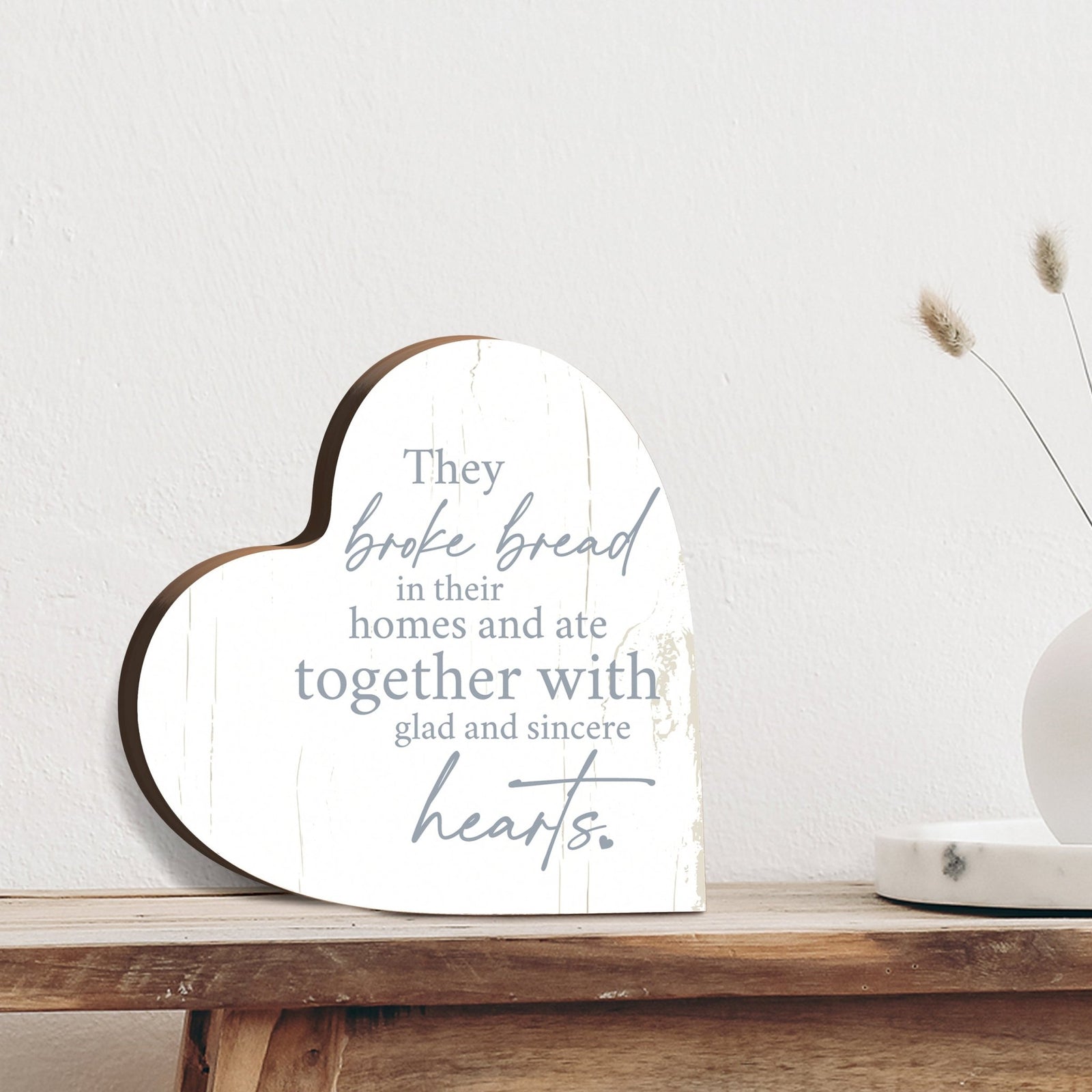 Wooden Inspirational Heart Block Sign for Home Decorations - LifeSong Milestones