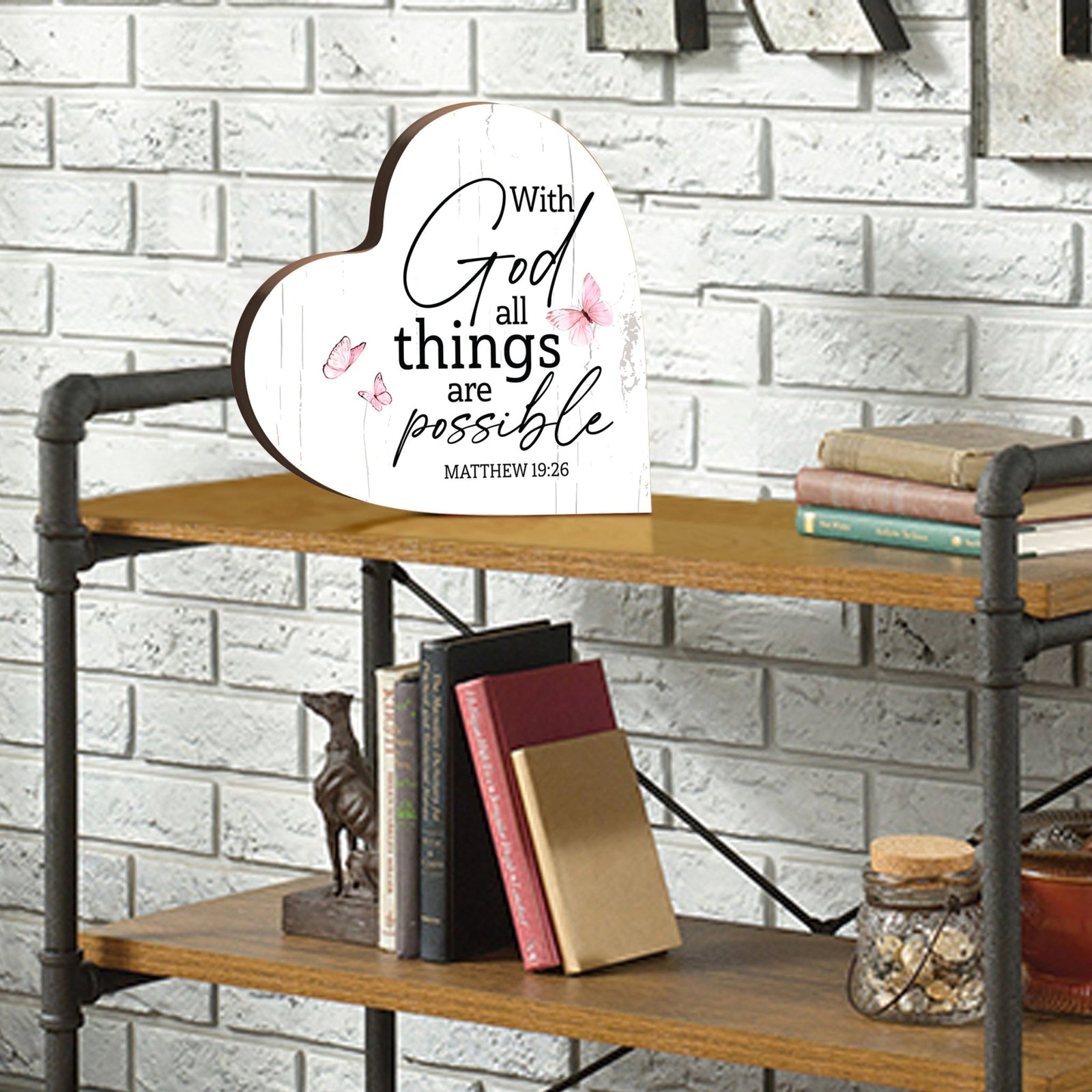 Wooden Inspirational Heart Block Sign for Home Decorations - LifeSong Milestones