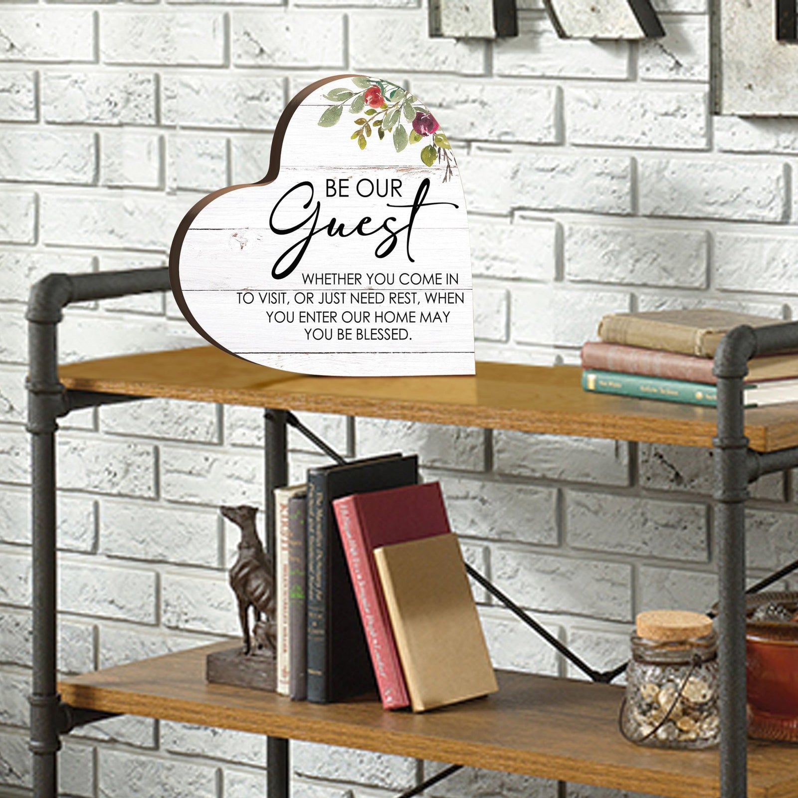 Wooden Inspirational Heart Block Sign for Home Decorations - LifeSong Milestones