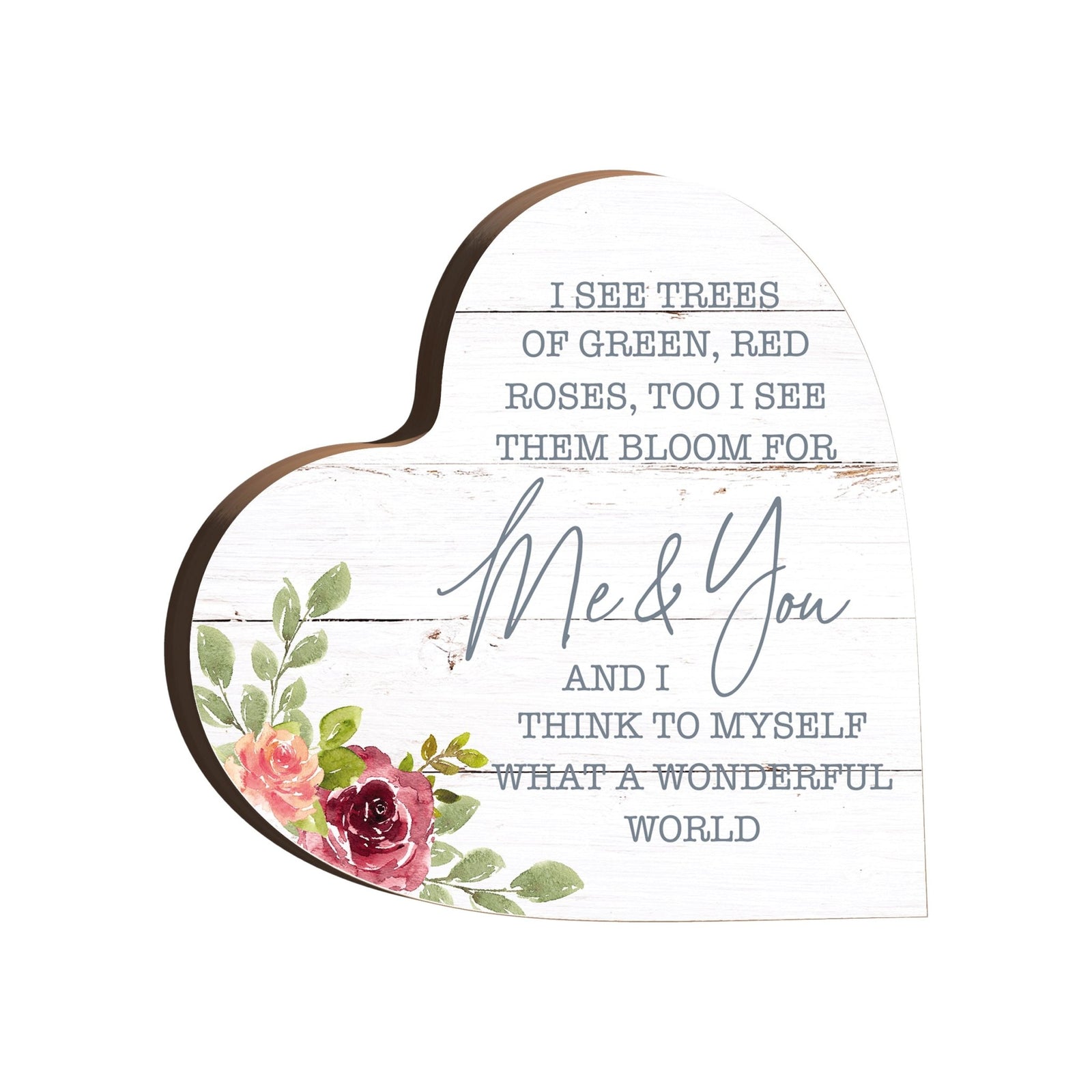 Wooden Inspirational Heart Block Sign for Home Decorations - LifeSong Milestones