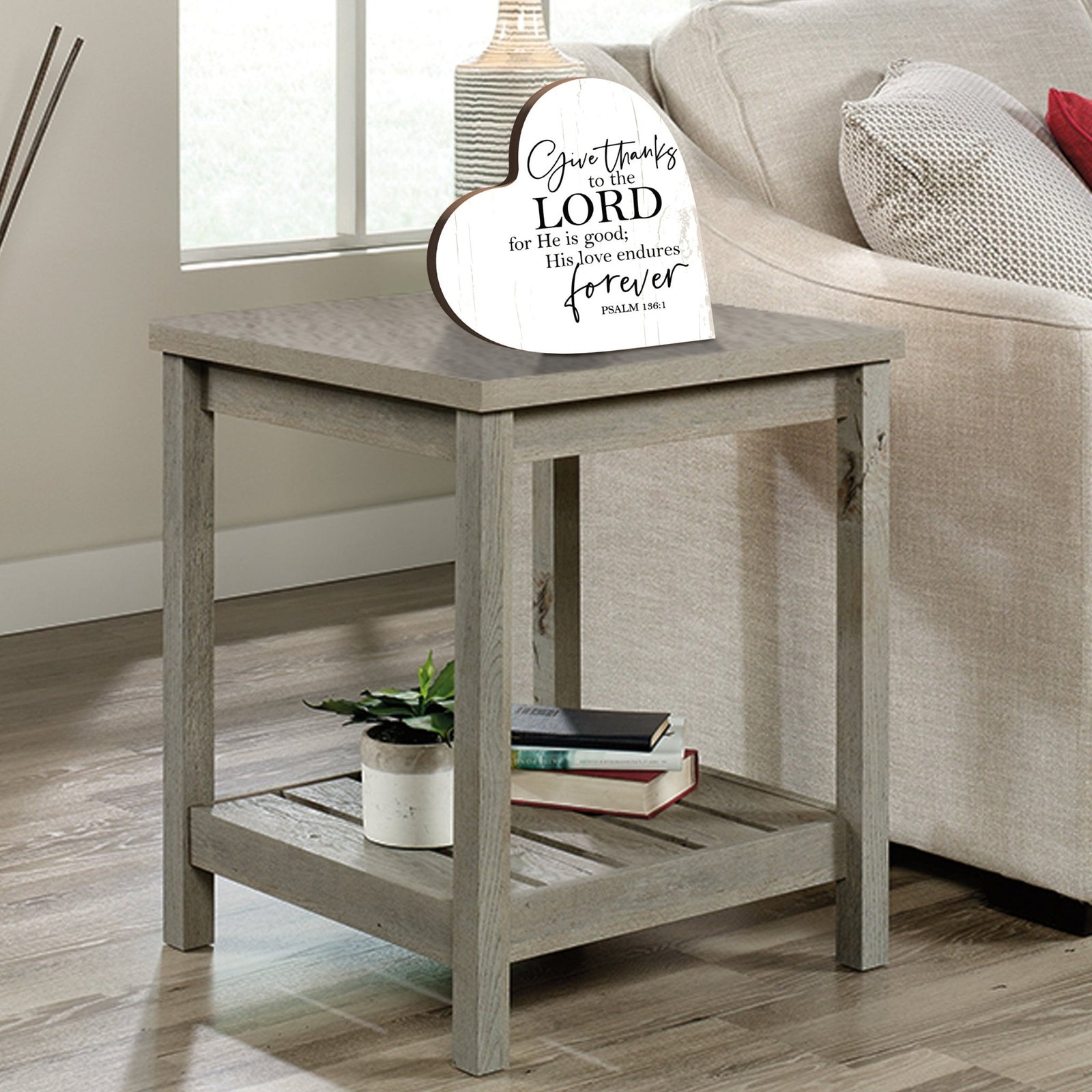 Wooden Inspirational Heart Block Sign for Home Decorations - LifeSong Milestones