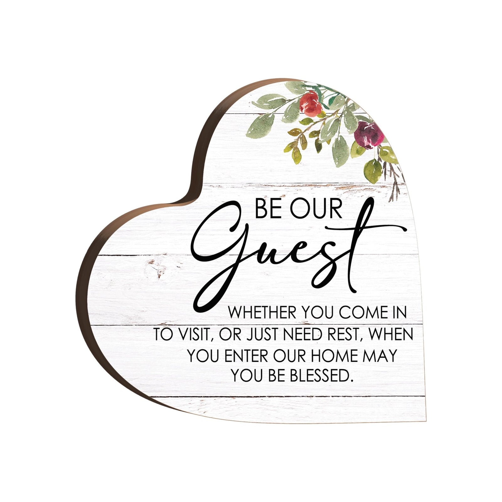 Wooden Inspirational Heart Block Sign for Home Decorations - LifeSong Milestones