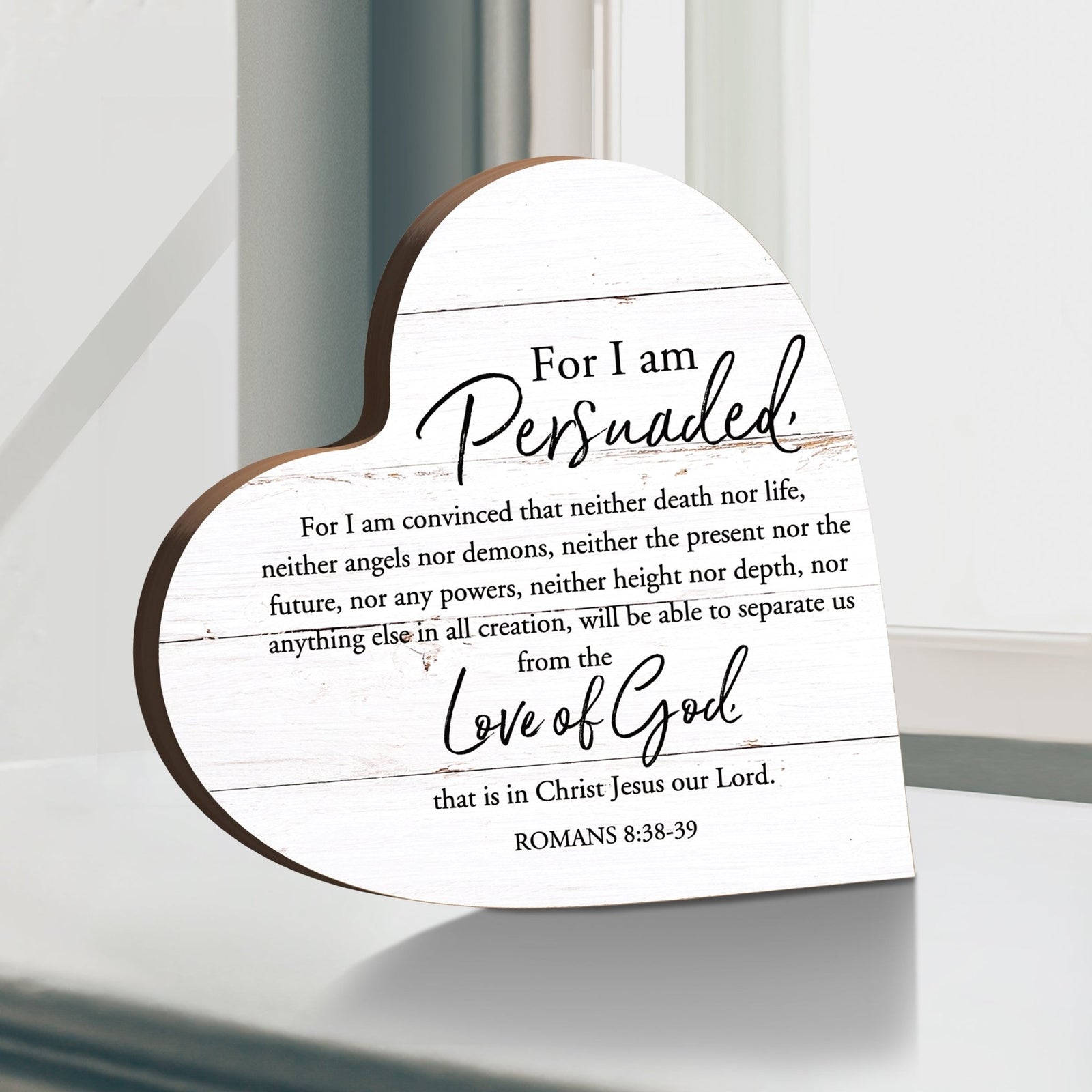 Wooden Inspirational Heart Block Sign for Home Decorations - LifeSong Milestones