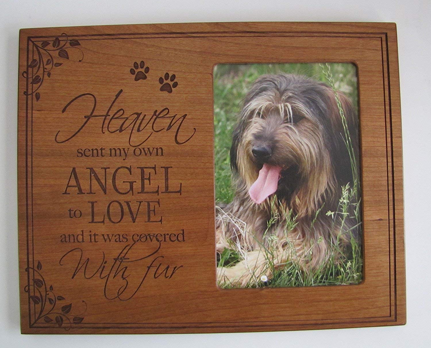 Wooden Memorial 8x10 Picture Frame for Pet holds 4x6 photo Heaven Sent My Own Angel - LifeSong Milestones