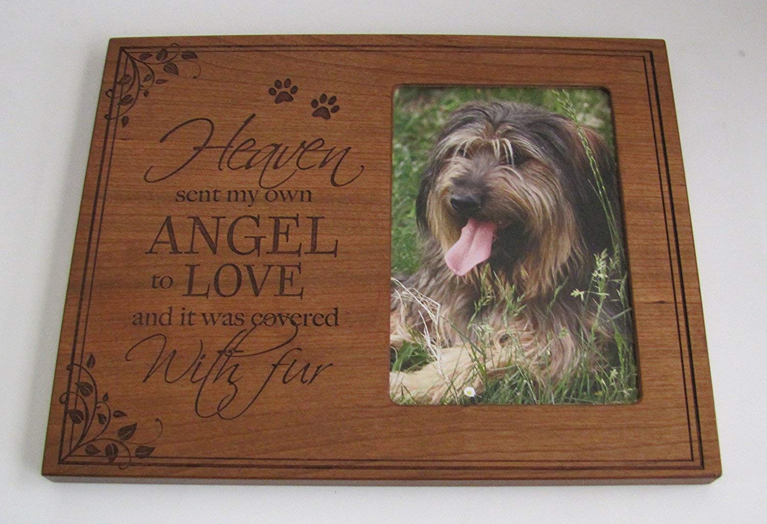 Wooden Memorial 8x10 Picture Frame for Pet holds 4x6 photo Heaven Sent My Own Angel - LifeSong Milestones