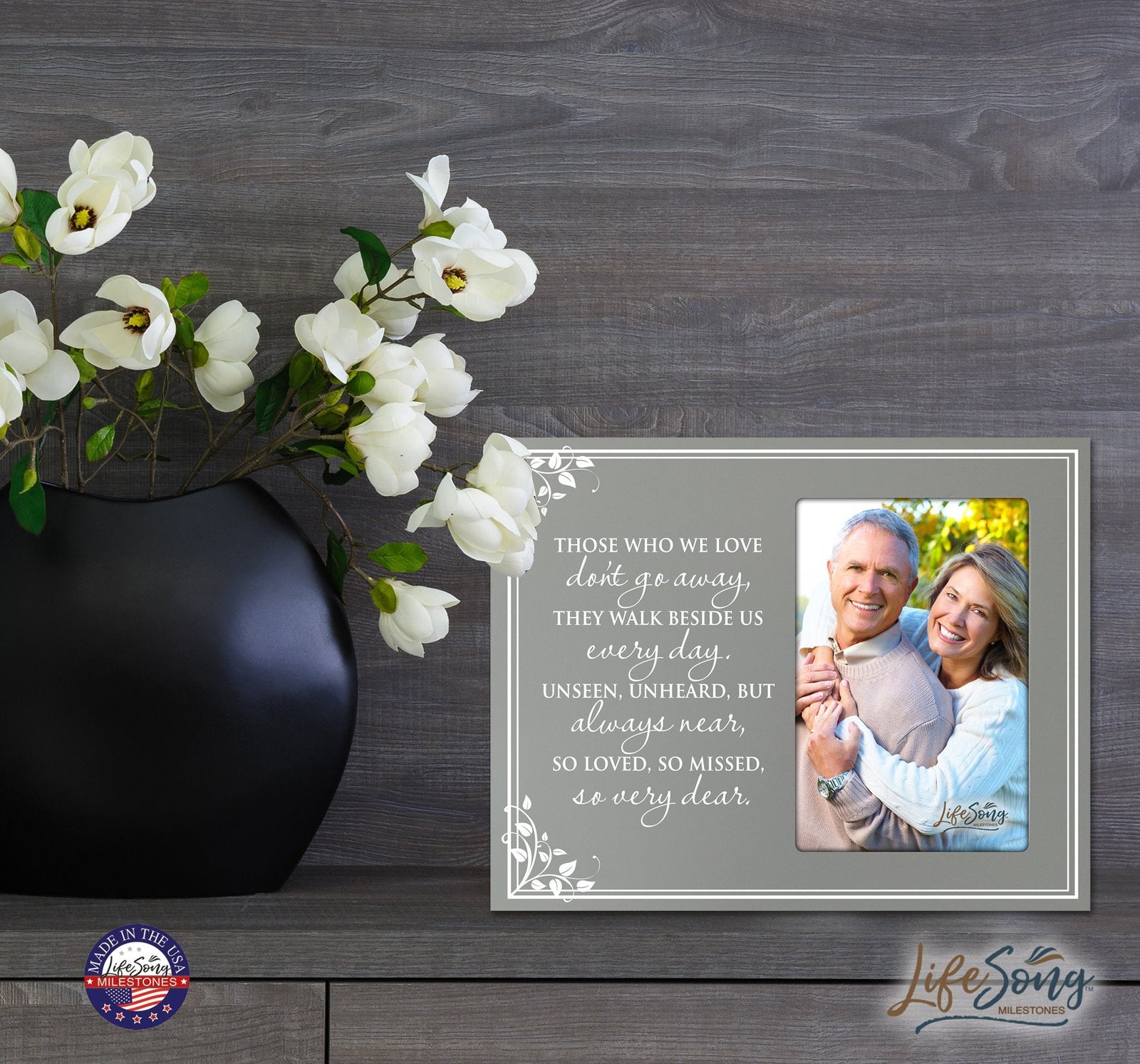 Wooden Memorial 8x10 Picture Frame holds 4x6 photo Those Who We Love - LifeSong Milestones