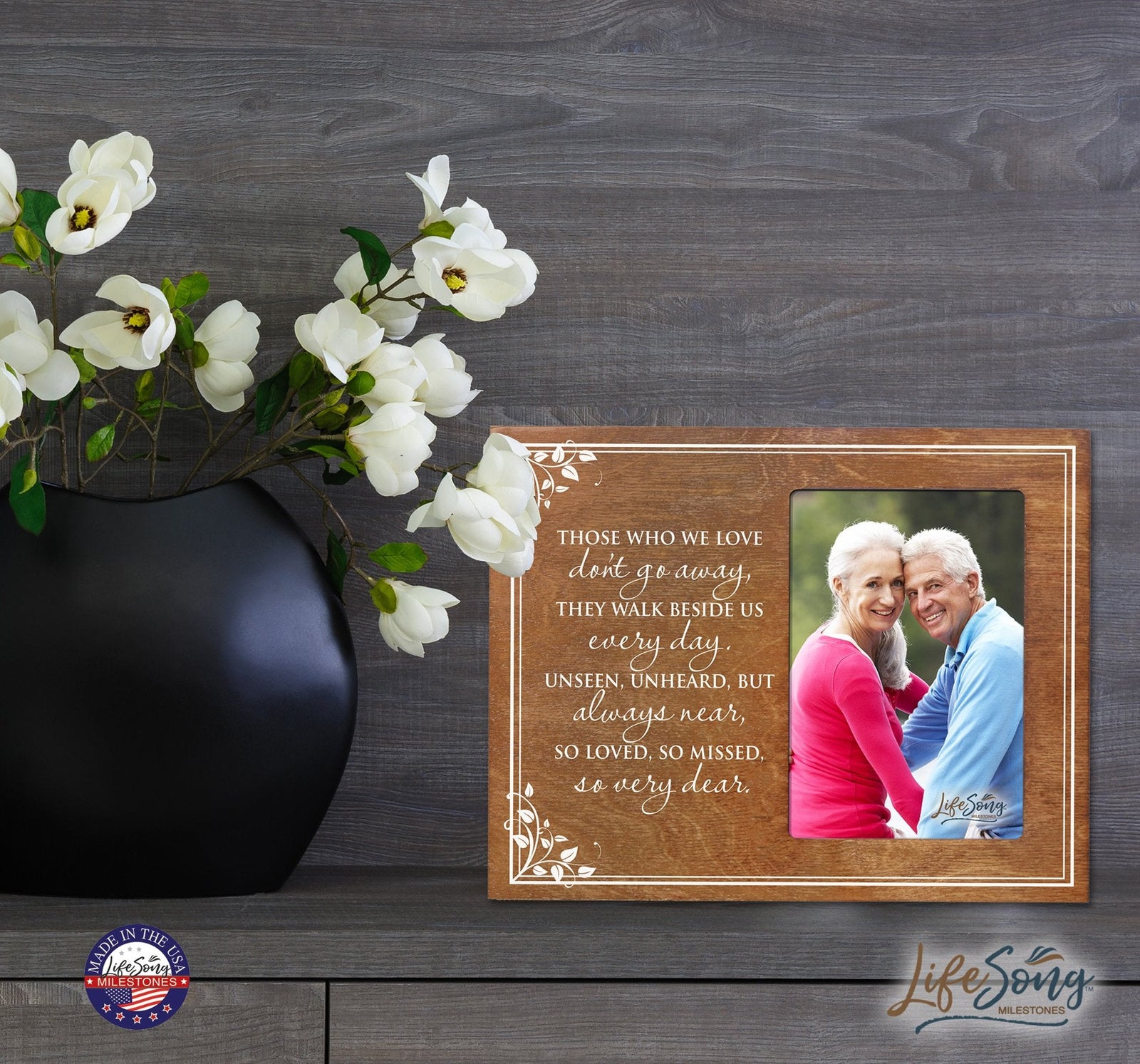 Wooden Memorial 8x10 Picture Frame holds 4x6 photo Those Who We Love - LifeSong Milestones