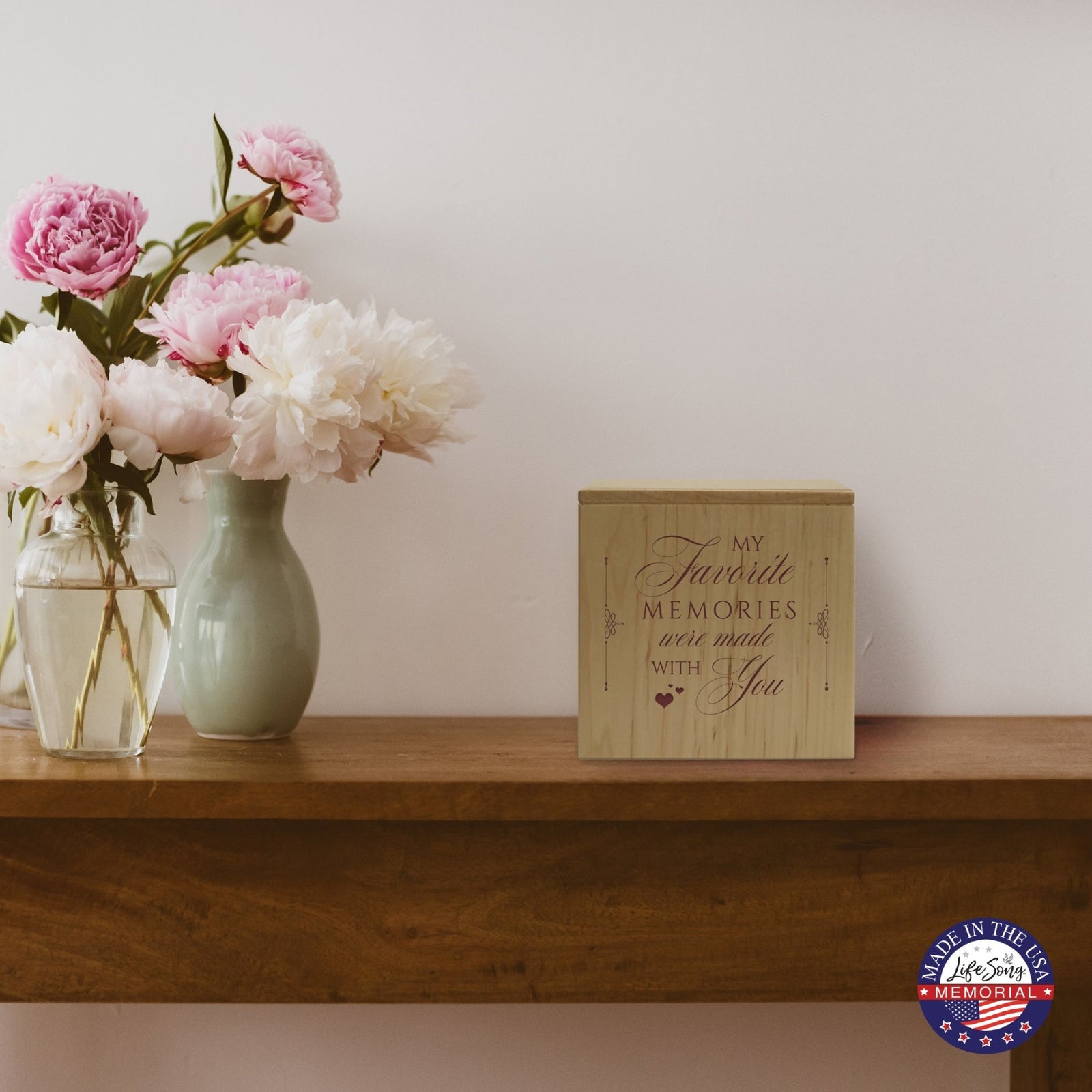 Wooden Decorative Memorial Keepsake Urn Box for Human Ashes