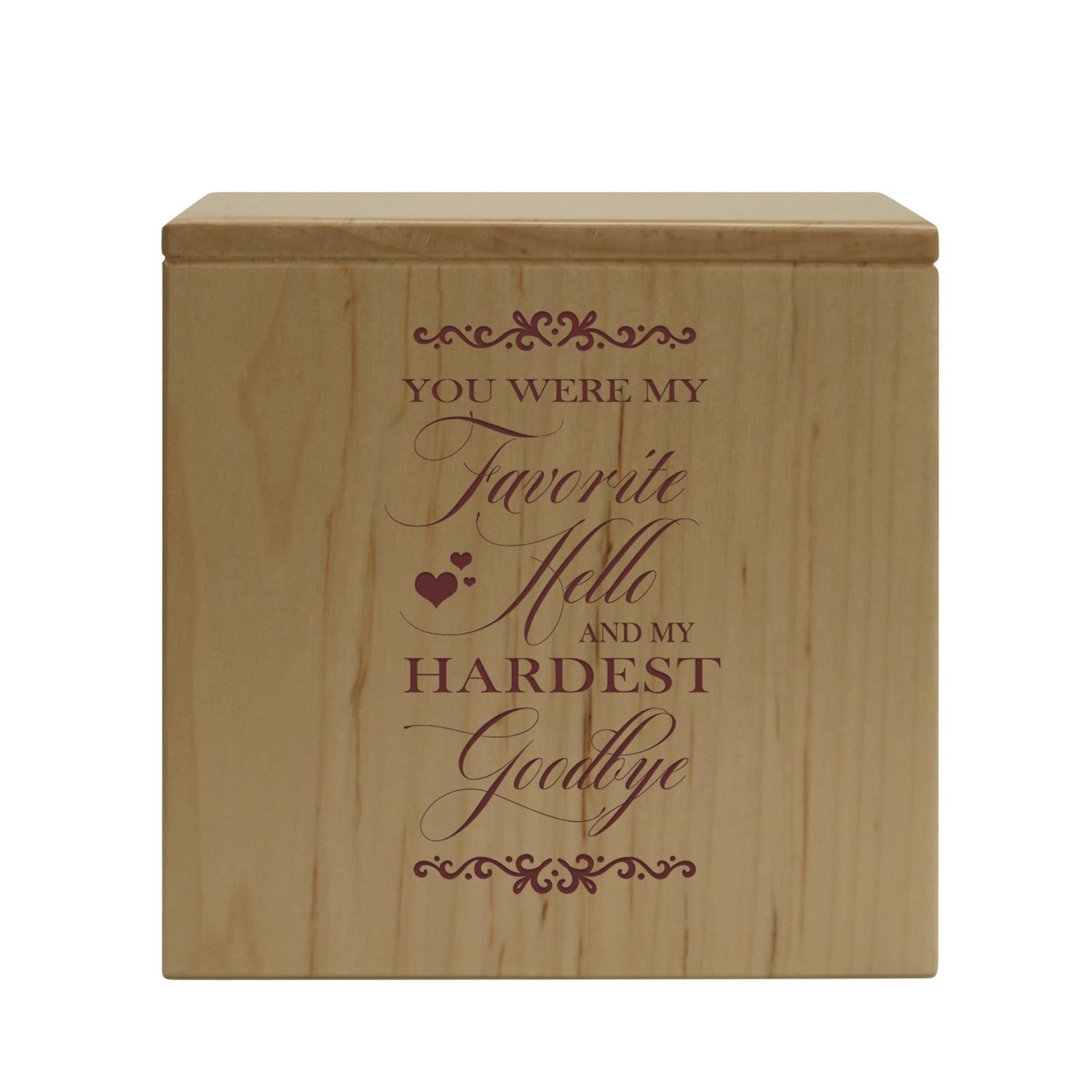 Decorative Memorial Tabletop Wooden Urn Box for Human Ashes