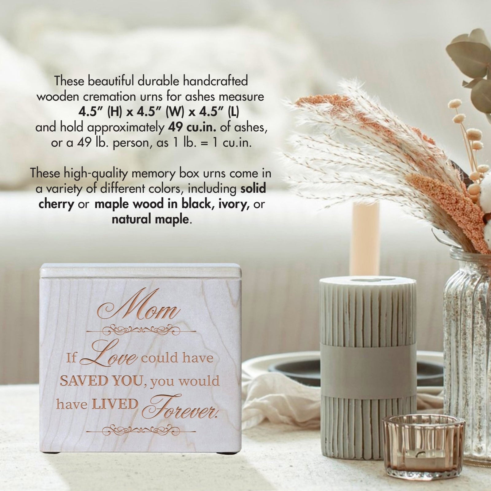 Decorative Wooden Cremation Urns for Mom's Treasured Keepsakes