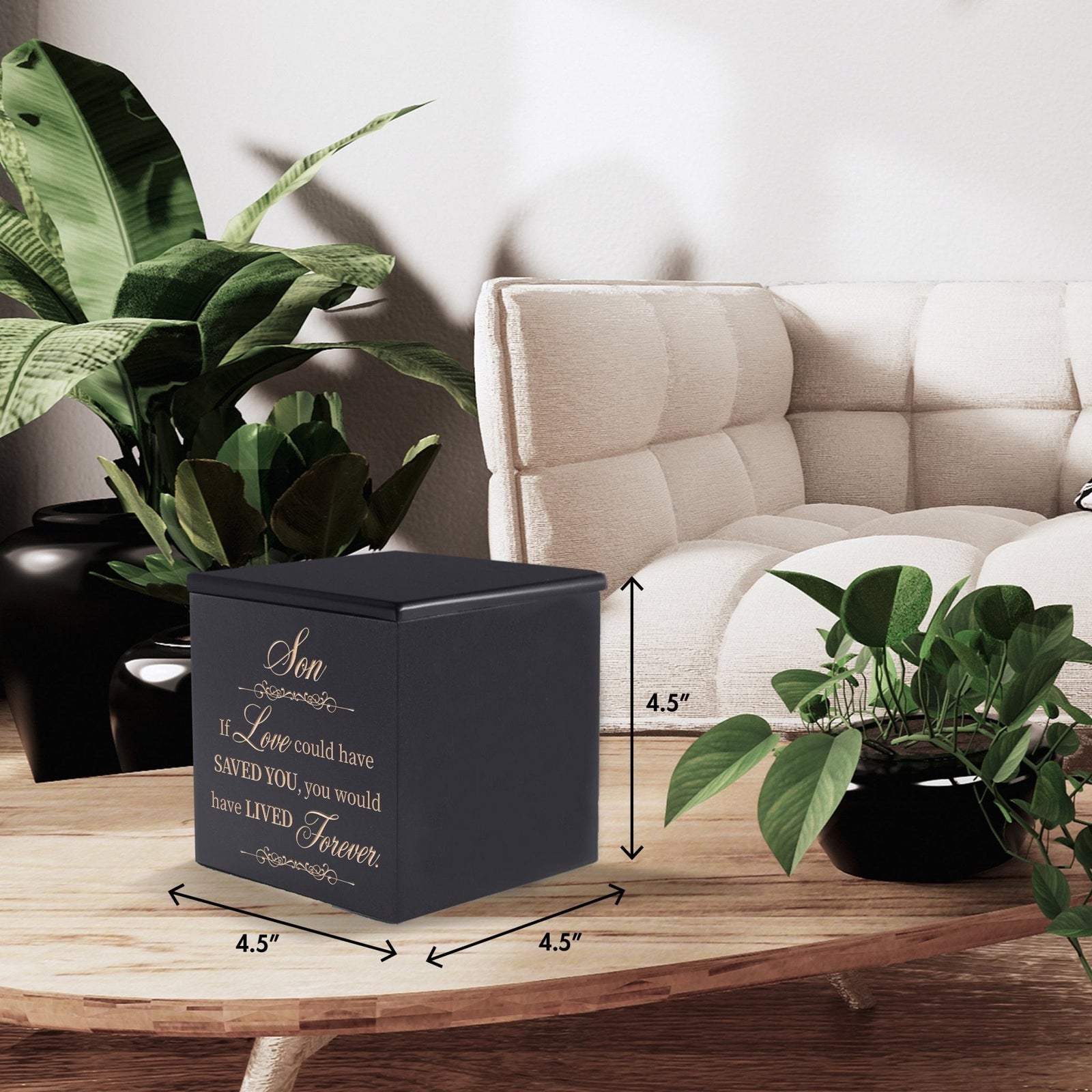 Decorative Memorial Wooden Keepsake Urns Box for Son
