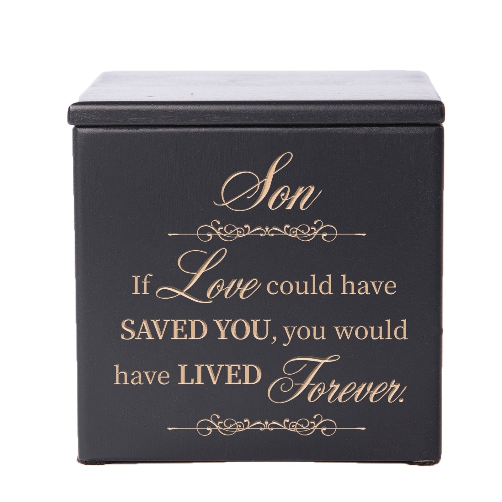 Small Memorial Wooden Keepsake Urn Box Ashes For Son