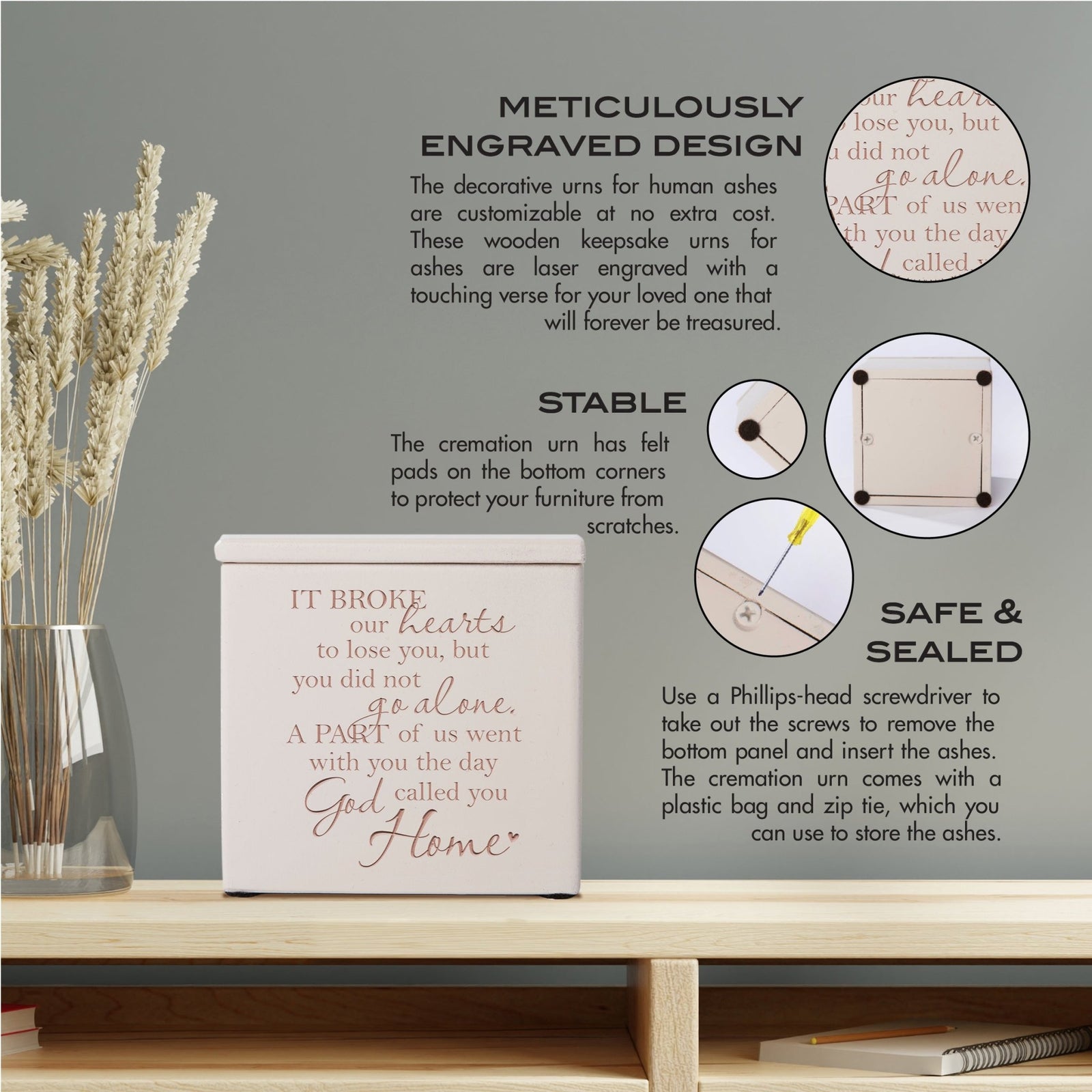 Funeral Wooden Keepsake Urn Box for Cherished Memories