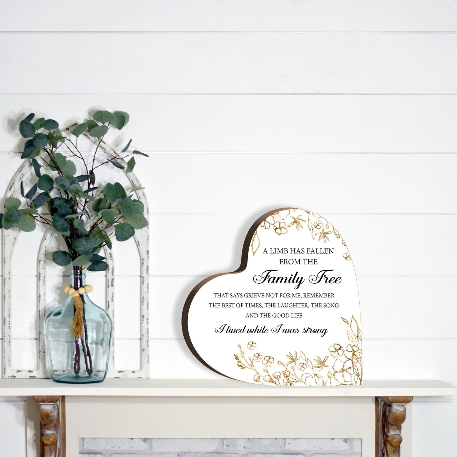 Wooden Memorial Heart Block Sign for Loss of Loved One - LifeSong Milestones