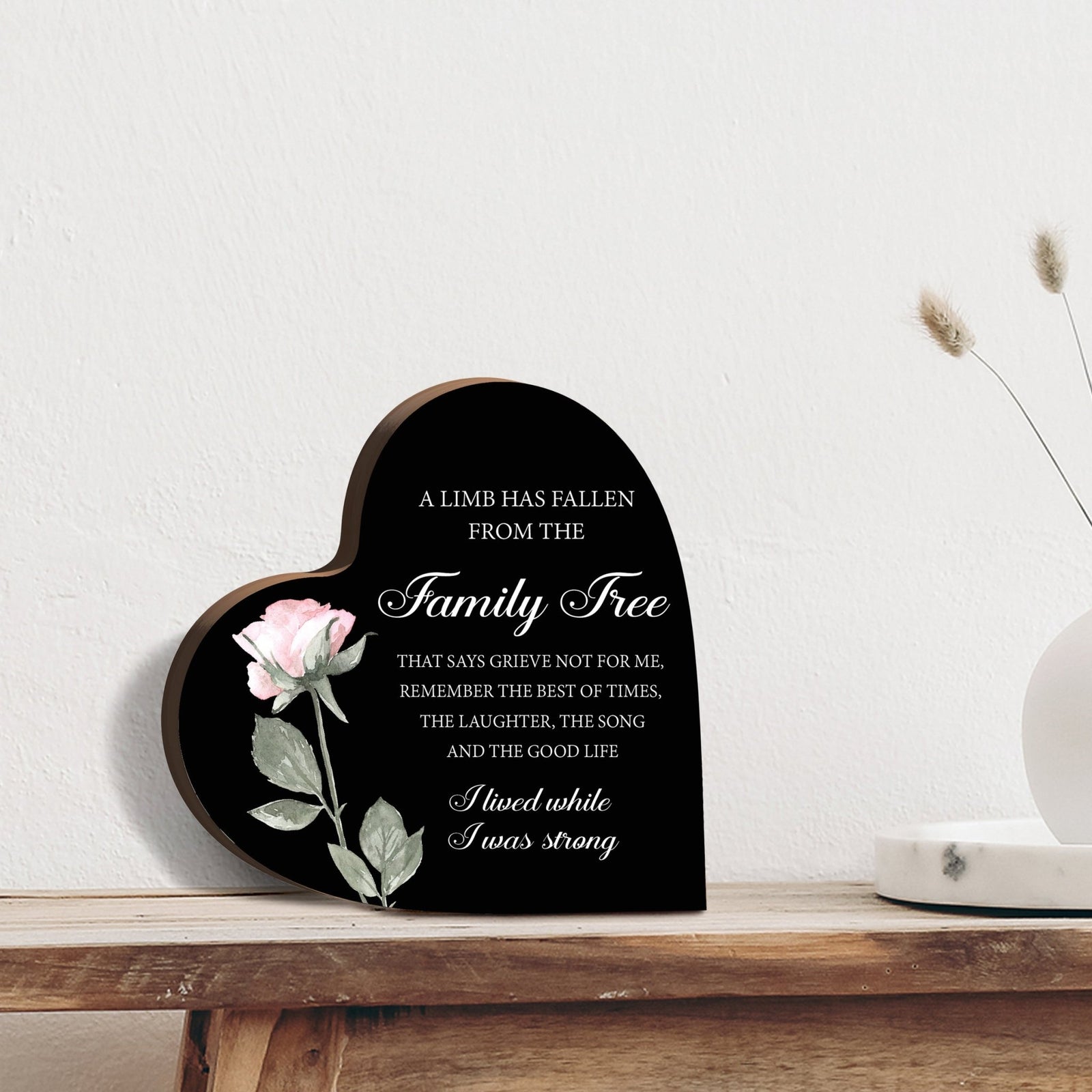 Wooden Memorial Heart Block Sign for Loss of Loved One - LifeSong Milestones