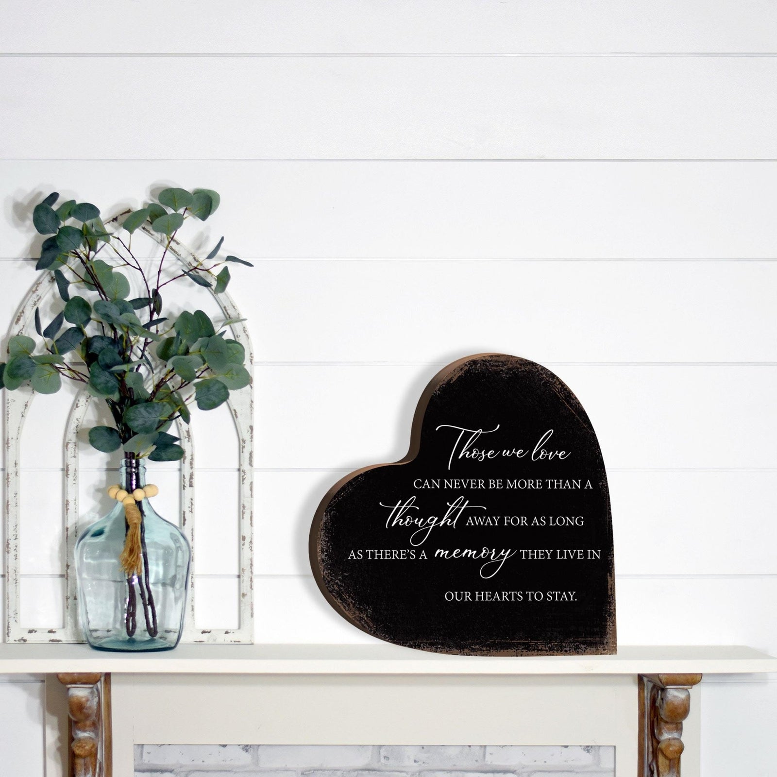 Wooden Memorial Heart Block Sign for Loss of Loved One - LifeSong Milestones