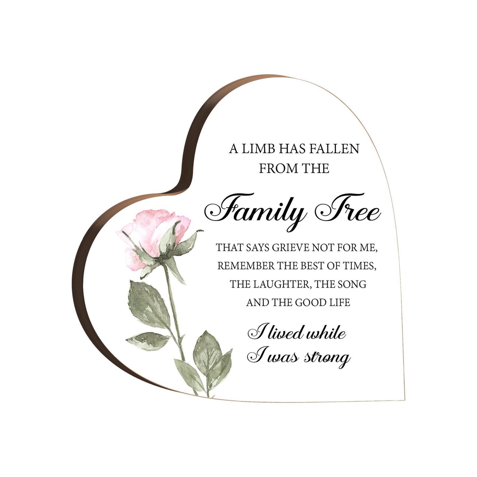 Wooden Memorial Heart Block Sign for Loss of Loved One - LifeSong Milestones