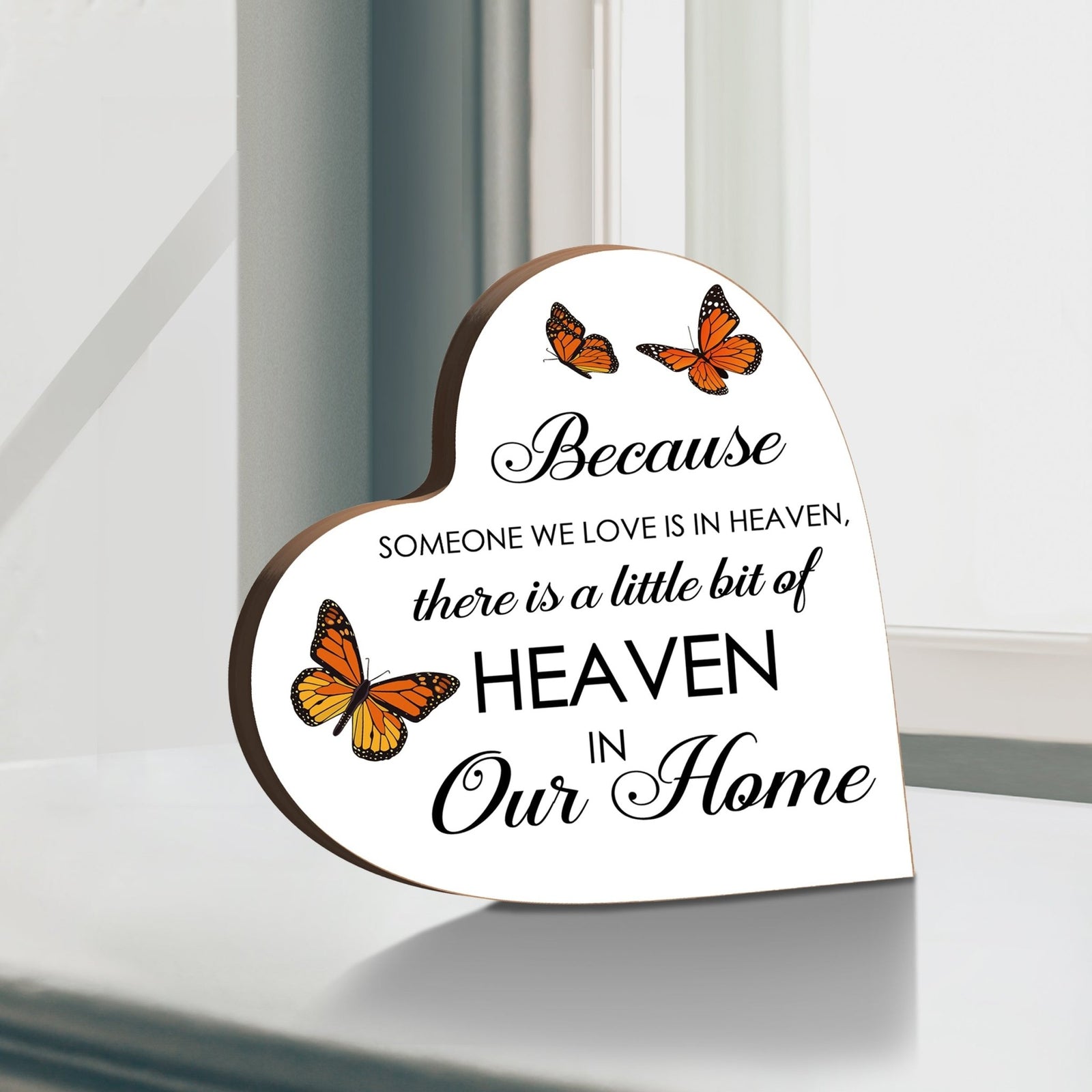Wooden Memorial Heart Block Sign for Loss of Loved One - LifeSong Milestones