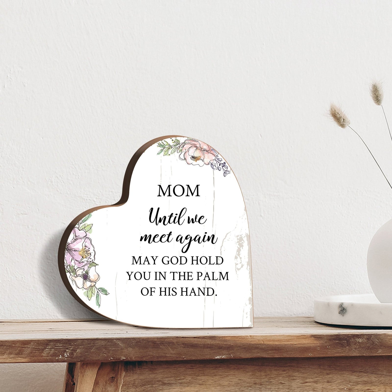 Wooden Memorial Heart Block Sign for Loss of Loved One - Until We Meet Again - LifeSong Milestones